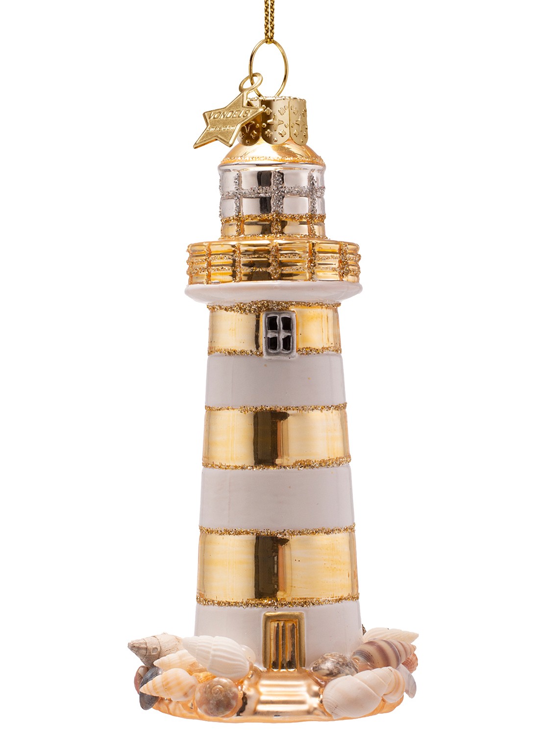 Vondels Vuurtoren kersthanger 12 cm - voorkant goud