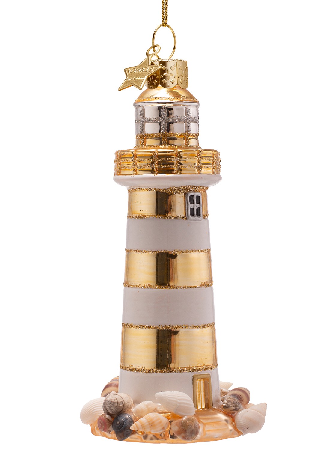 Vondels Vuurtoren kersthanger 12 cm - voorkant 2 goud