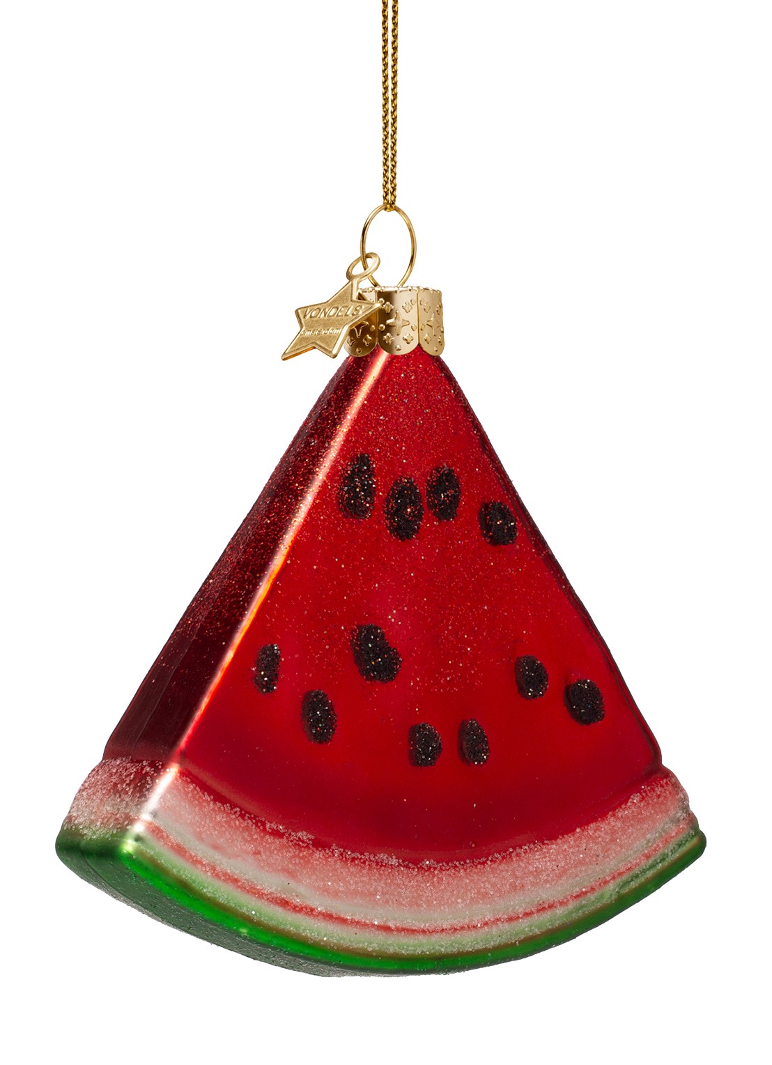 Vondels Watermeloen schijf kersthanger 9,5 cm - detail 4 rood
