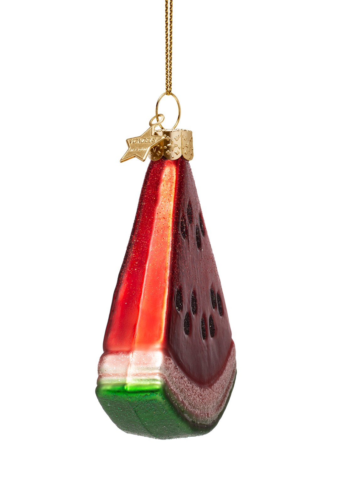 Vondels Watermeloen schijf kersthanger 9,5 cm - voorkant 3 rood