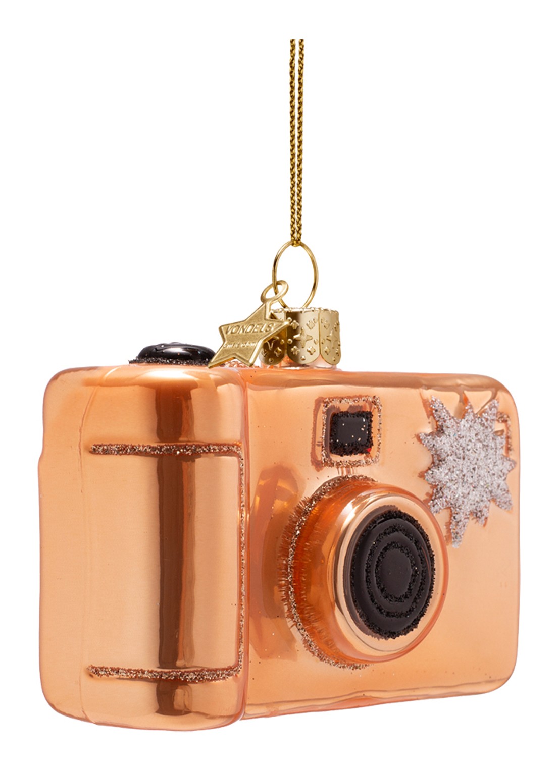 Vondels Wegwerpcamera kersthanger 6,5 cm - voorkant 2 brons