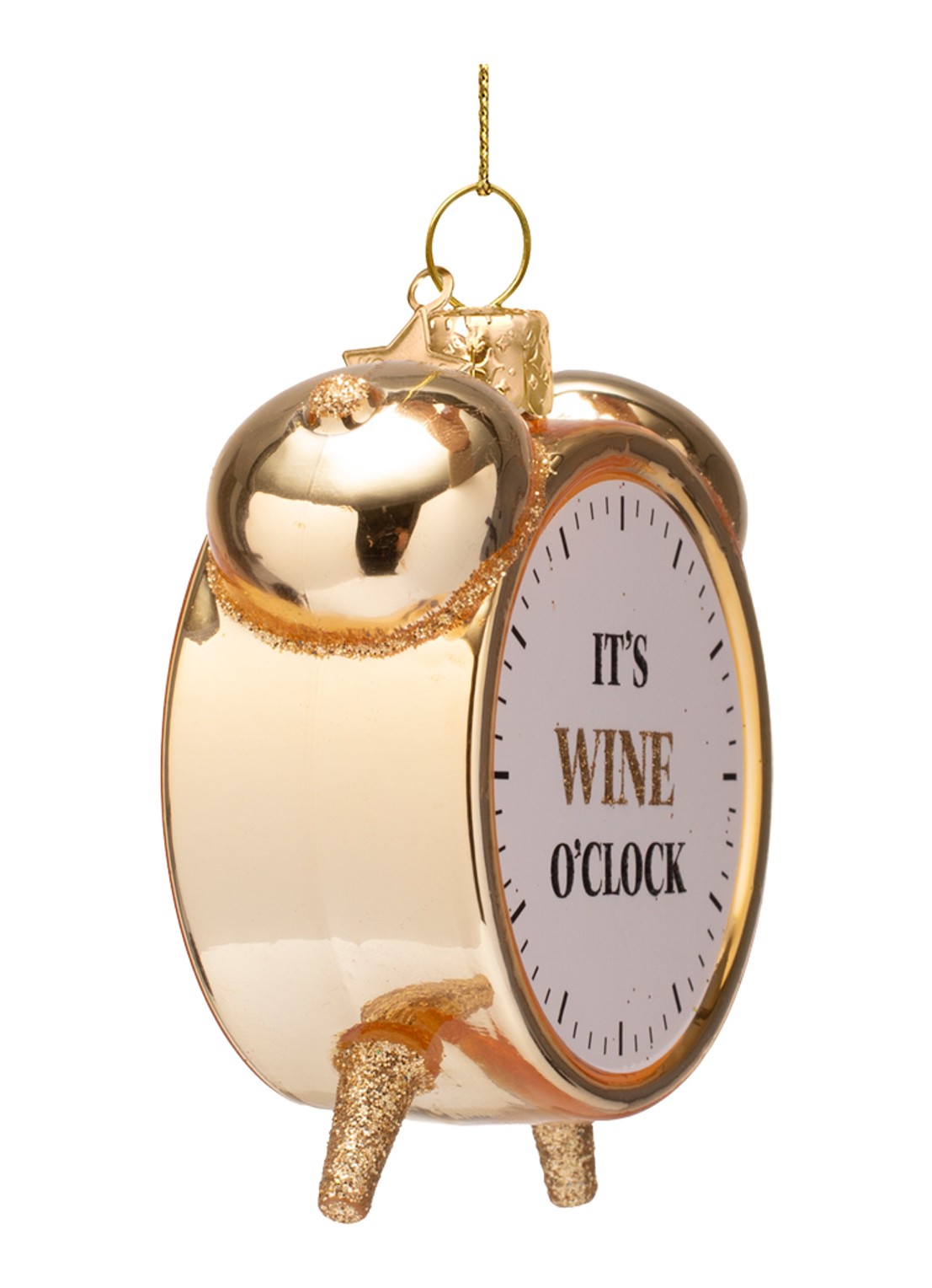 Vondels Wine O'Clock Alarm kersthanger 9 cm - detail 4 goud