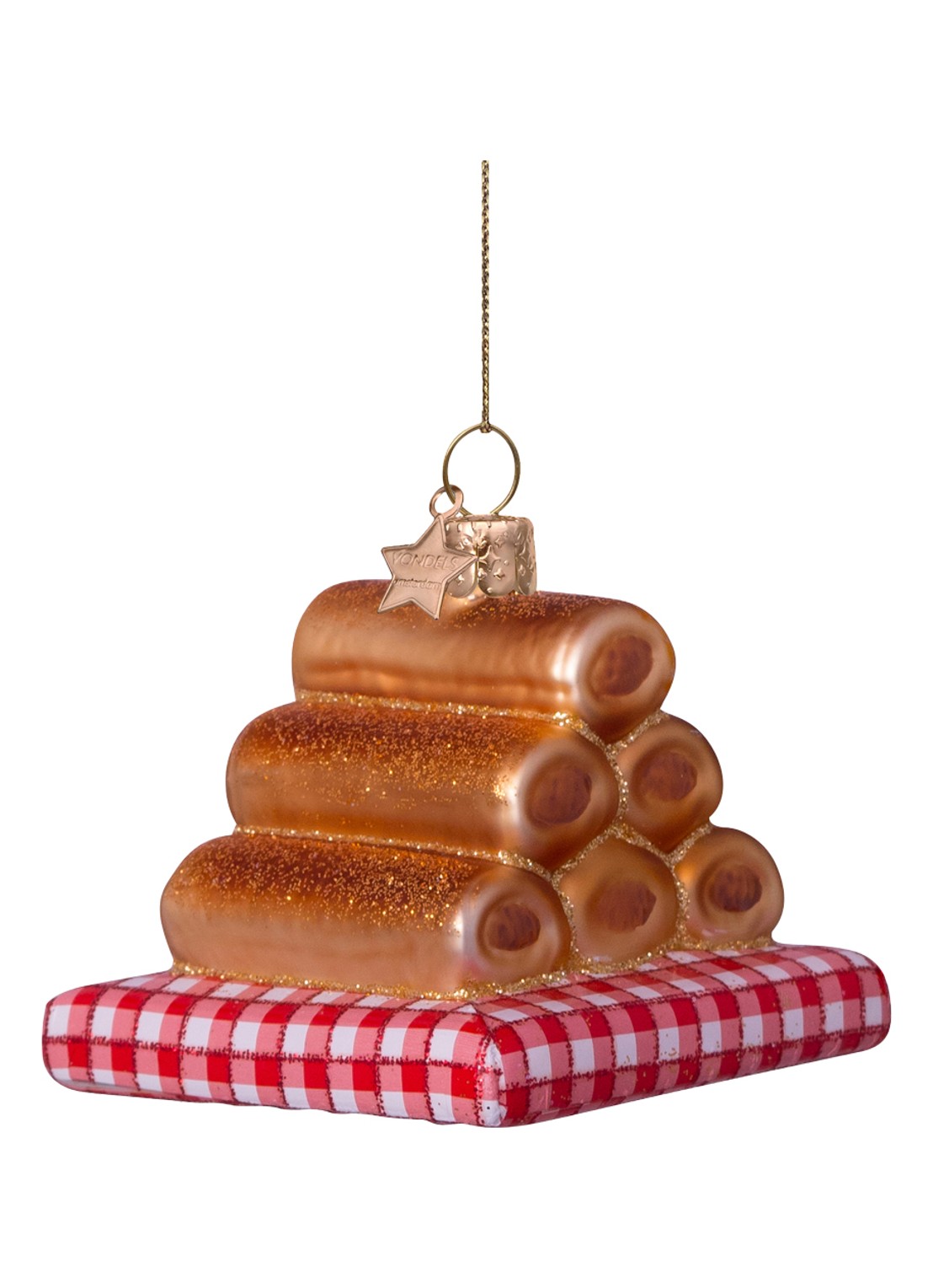 Vondels Worstenbroodjes kersthanger 6 cm - detail bruin