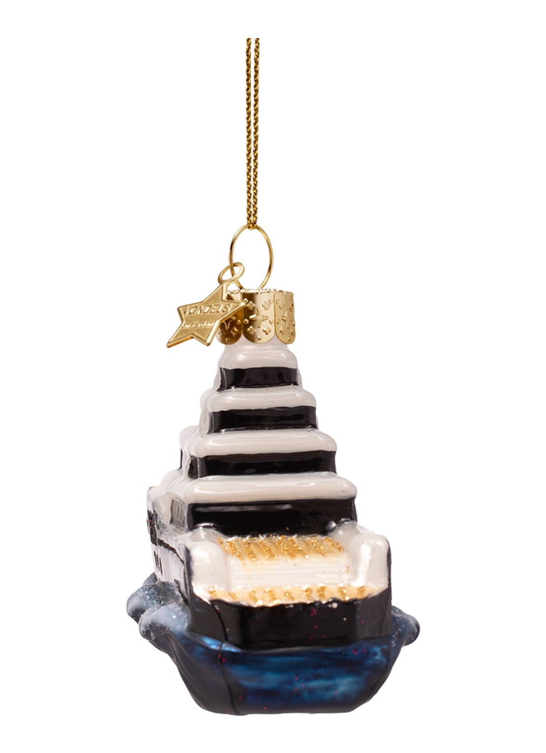 Vondels Yacht kersthanger 5 cm - achterkant zwart