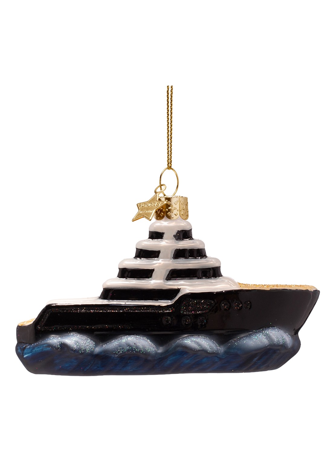 Vondels Yacht kersthanger 5 cm - voorkant 2 zwart