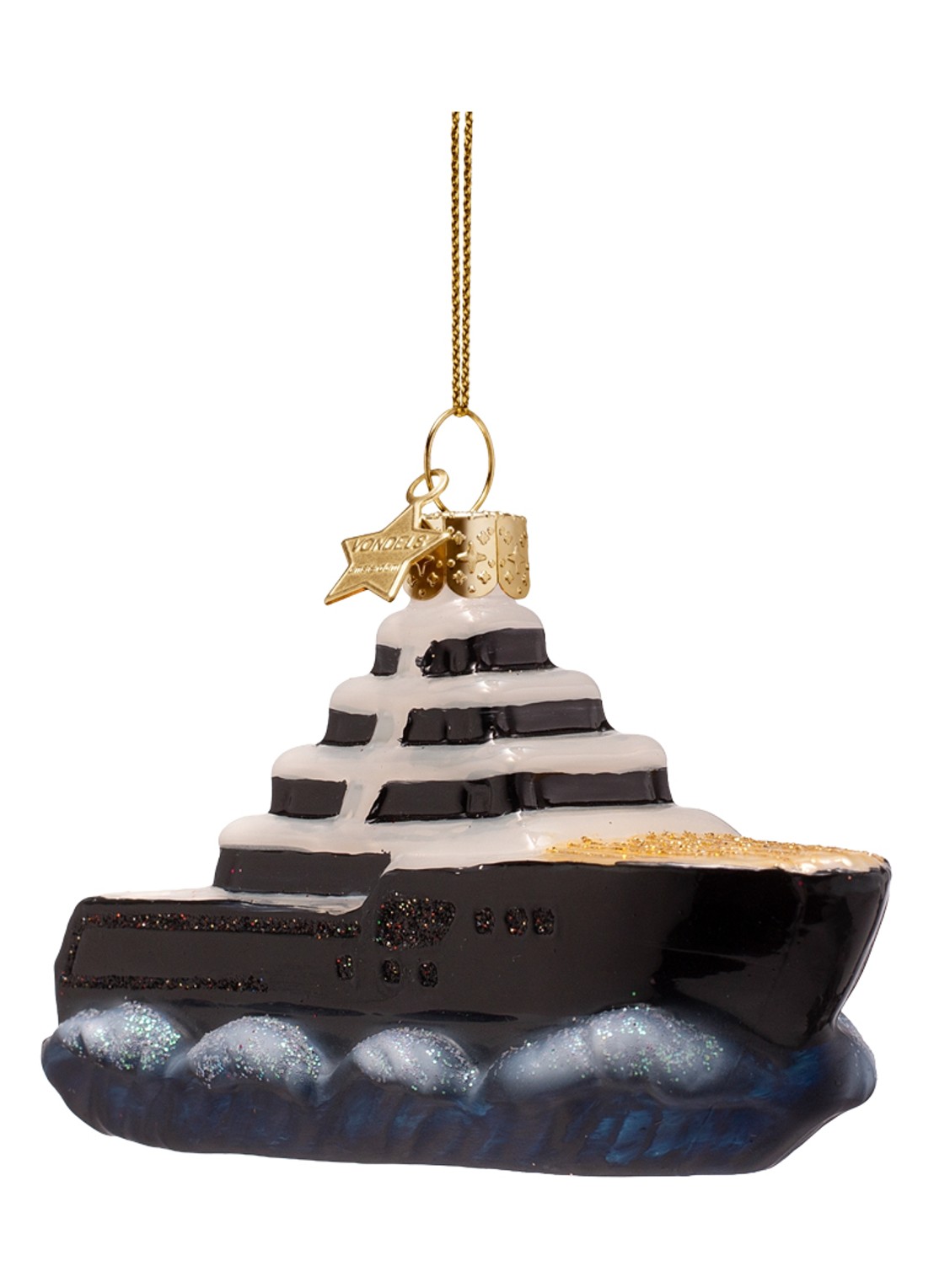 Vondels Yacht kersthanger 5 cm - voorkant 3 zwart