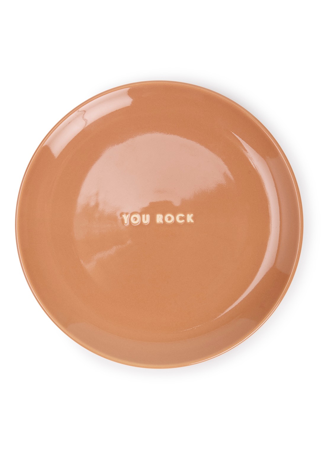 Vondels You Rock ontbijtbord 22 cm - voorkant roestbruin