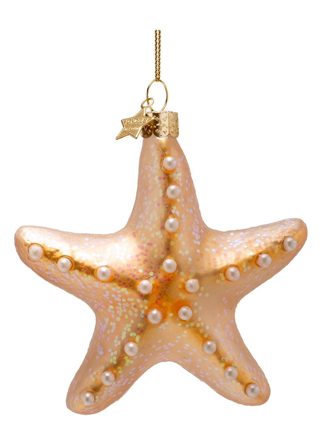 Vondels Zeester kersthanger 8,5 cm - voorkant 3 goud