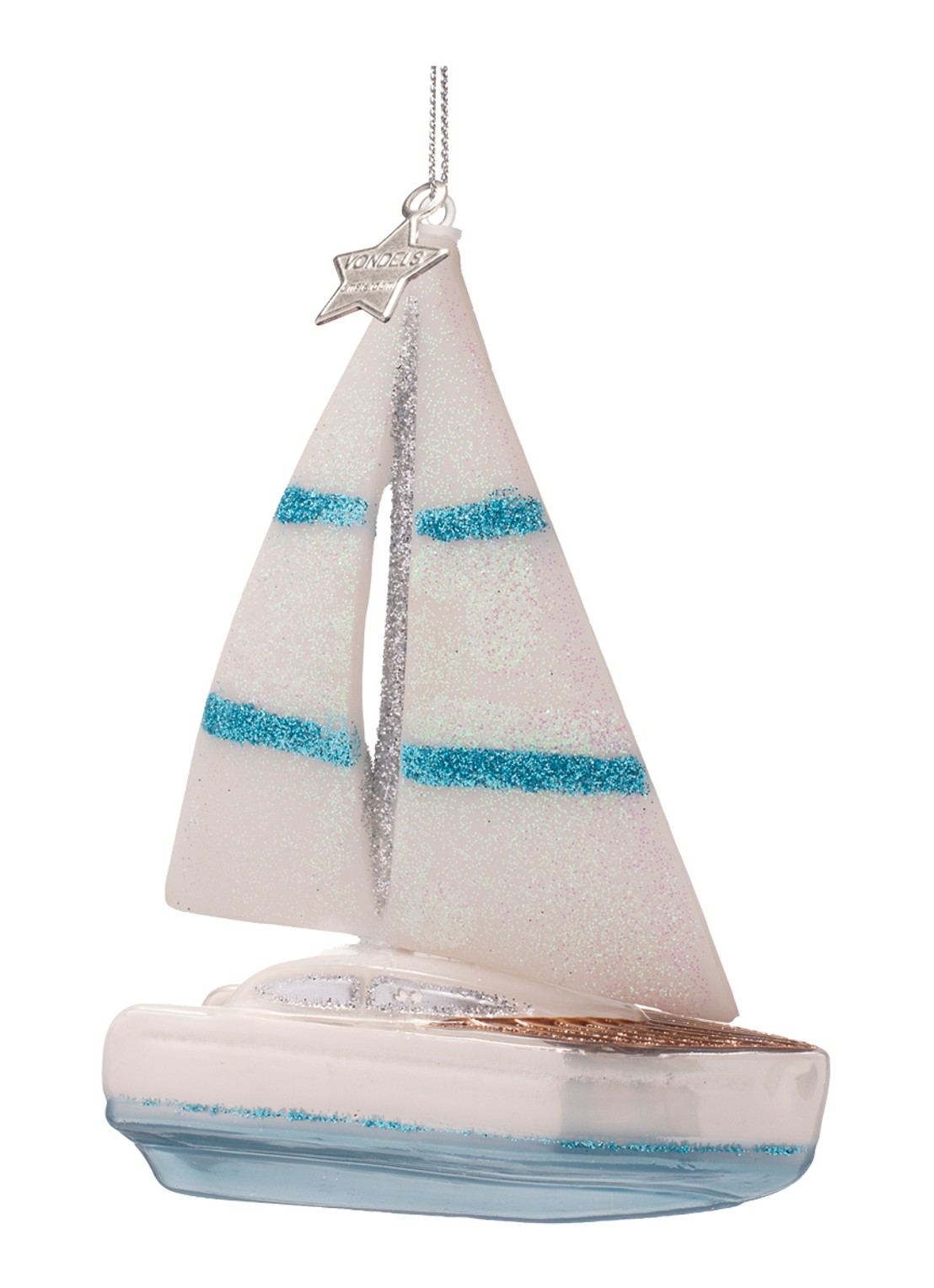 Vondels Zeilboot kersthanger 13 cm - achterkant 3 wit