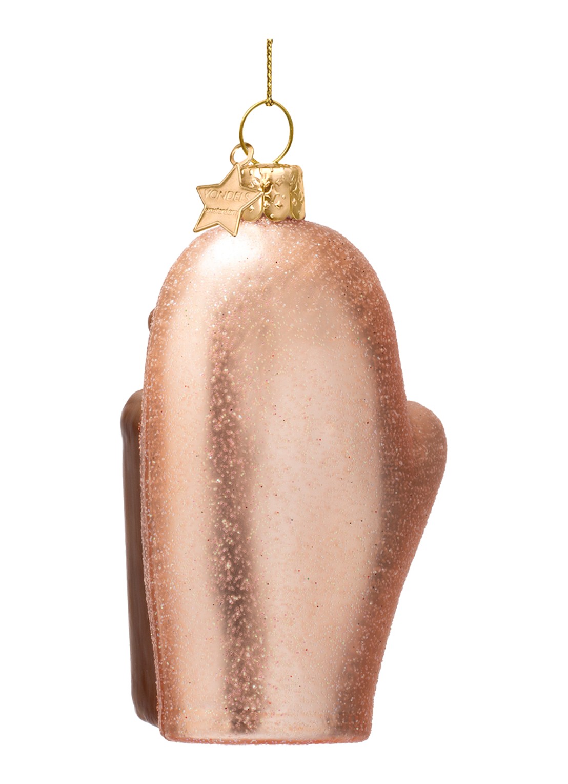 Vondels Zelfbruiner Handschoen kersthanger 12 cm - achterkant 2 roségoud