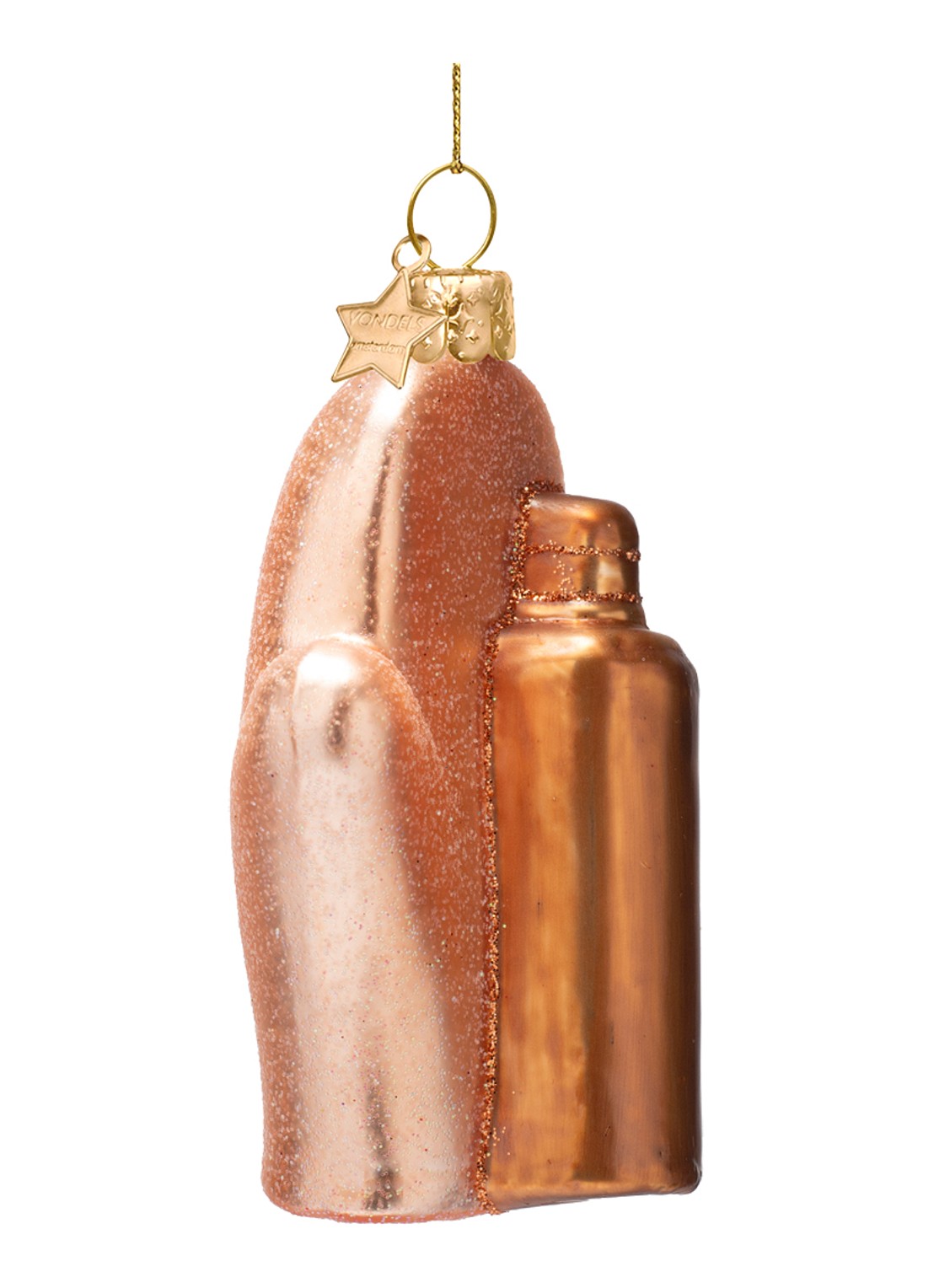 Vondels Zelfbruiner Handschoen kersthanger 12 cm - detail roségoud