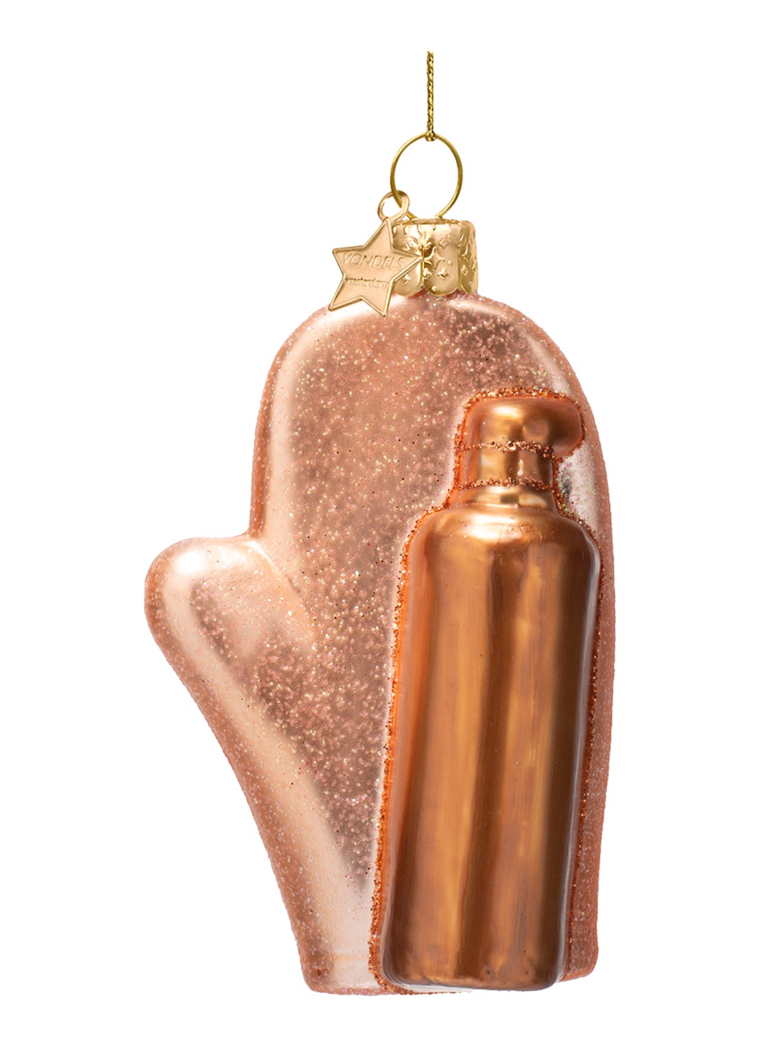 Vondels Zelfbruiner Handschoen kersthanger 12 cm - voorkant 3 roségoud