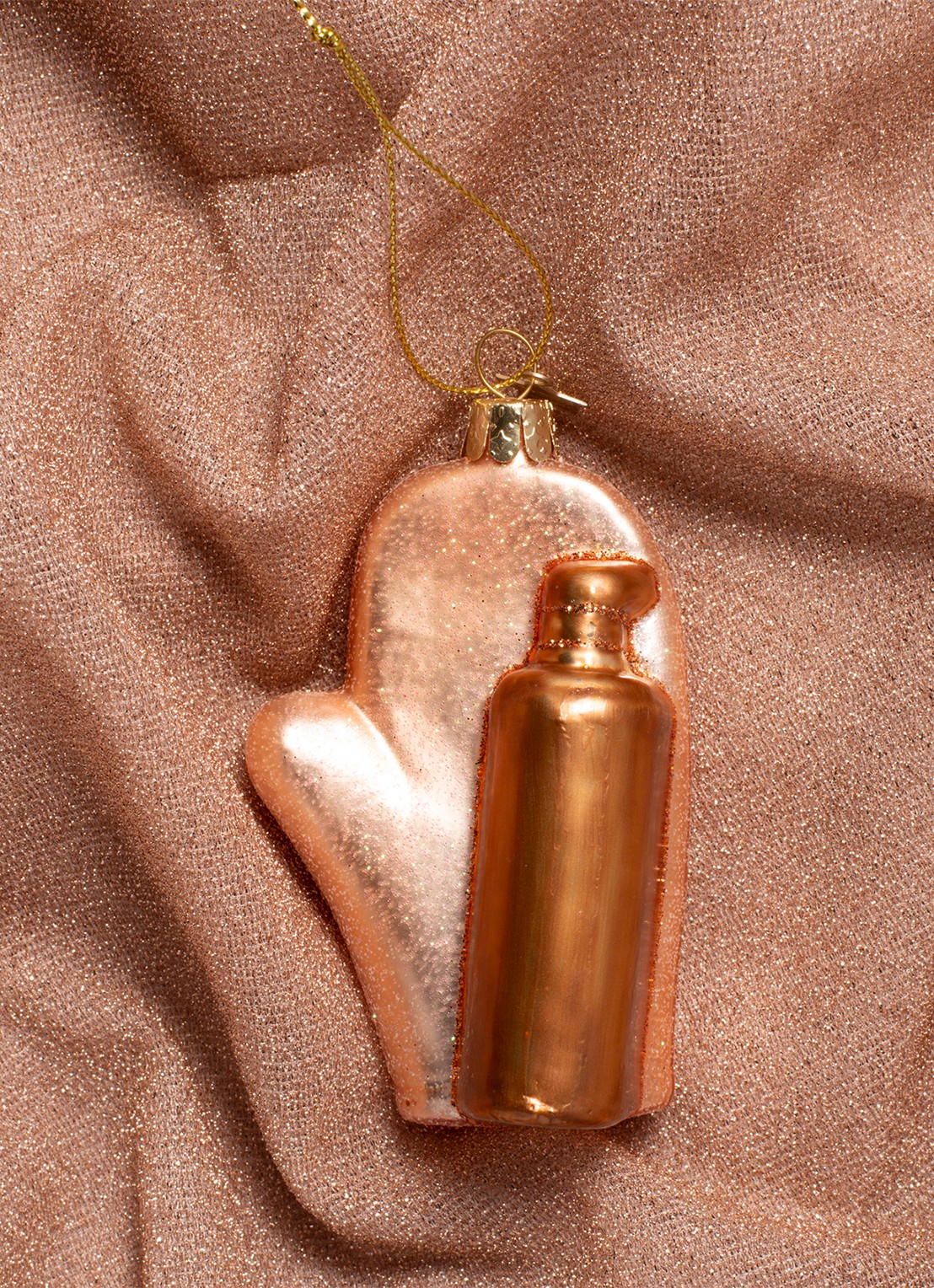 Vondels Zelfbruiner Handschoen kersthanger 12 cm - voorkant 4 roségoud