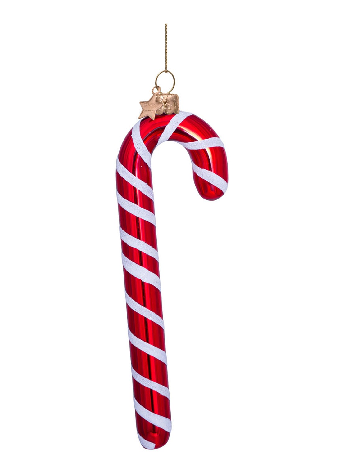 Vondels Zuurstok kersthanger 14 cm - voorkant rood
