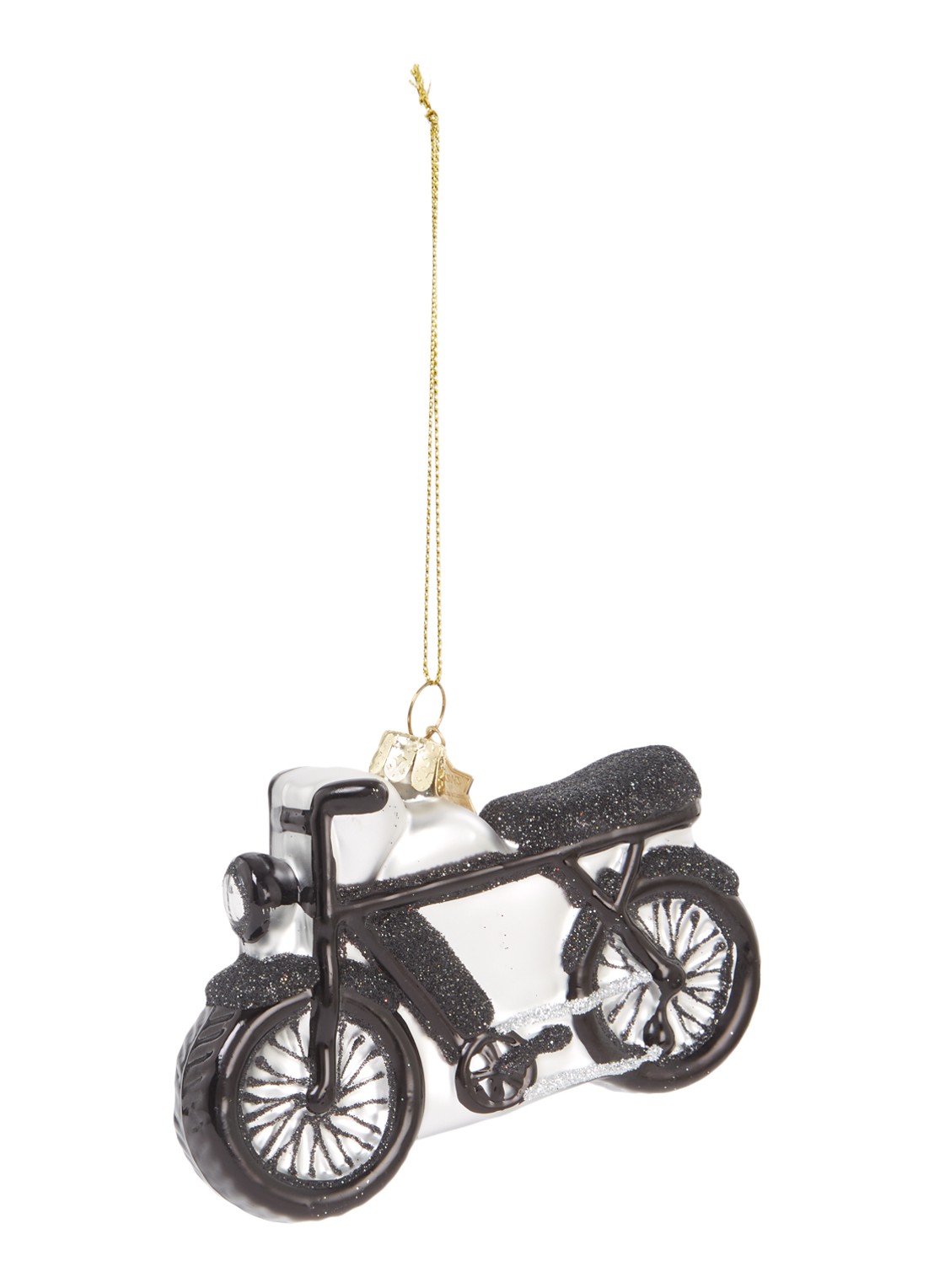 Vondels Zwarte Fatbike kersthanger 7,5 cm - voorkant 2 zwart