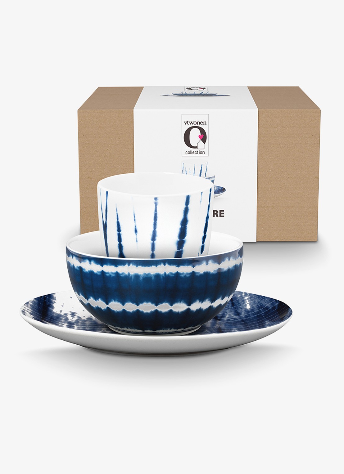 vtwonen Breakfast serviesset 3-delig - detail blauw