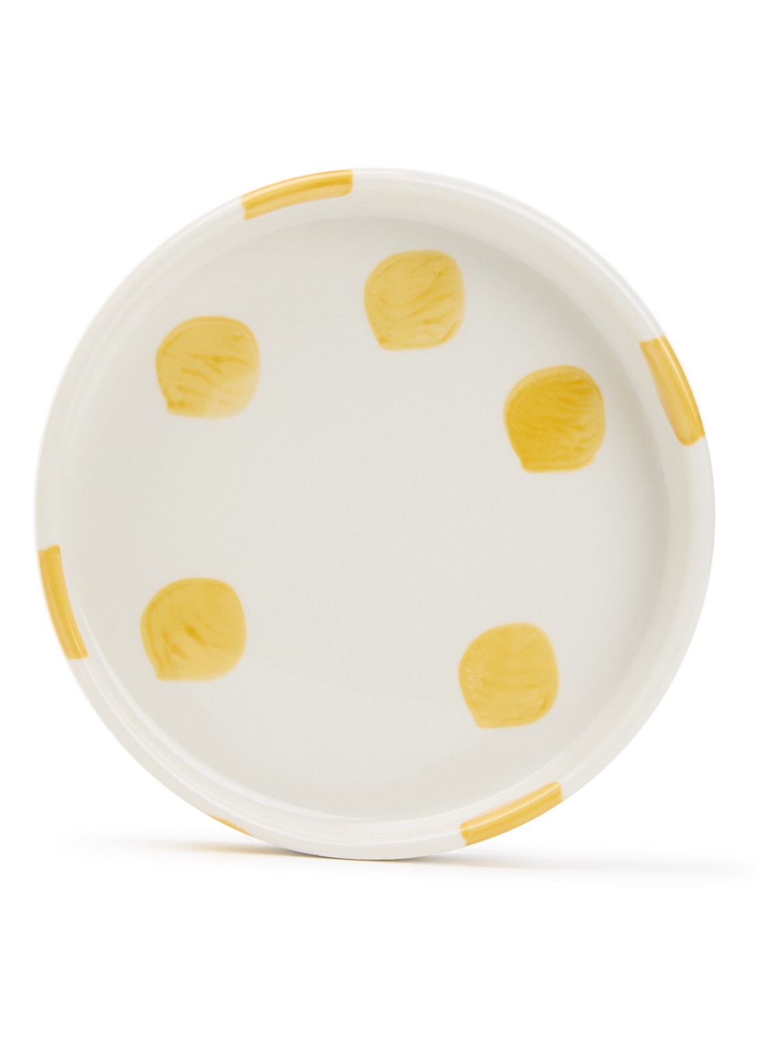 vtwonen Dots gebaksbordje 13 cm  - voorkant geel