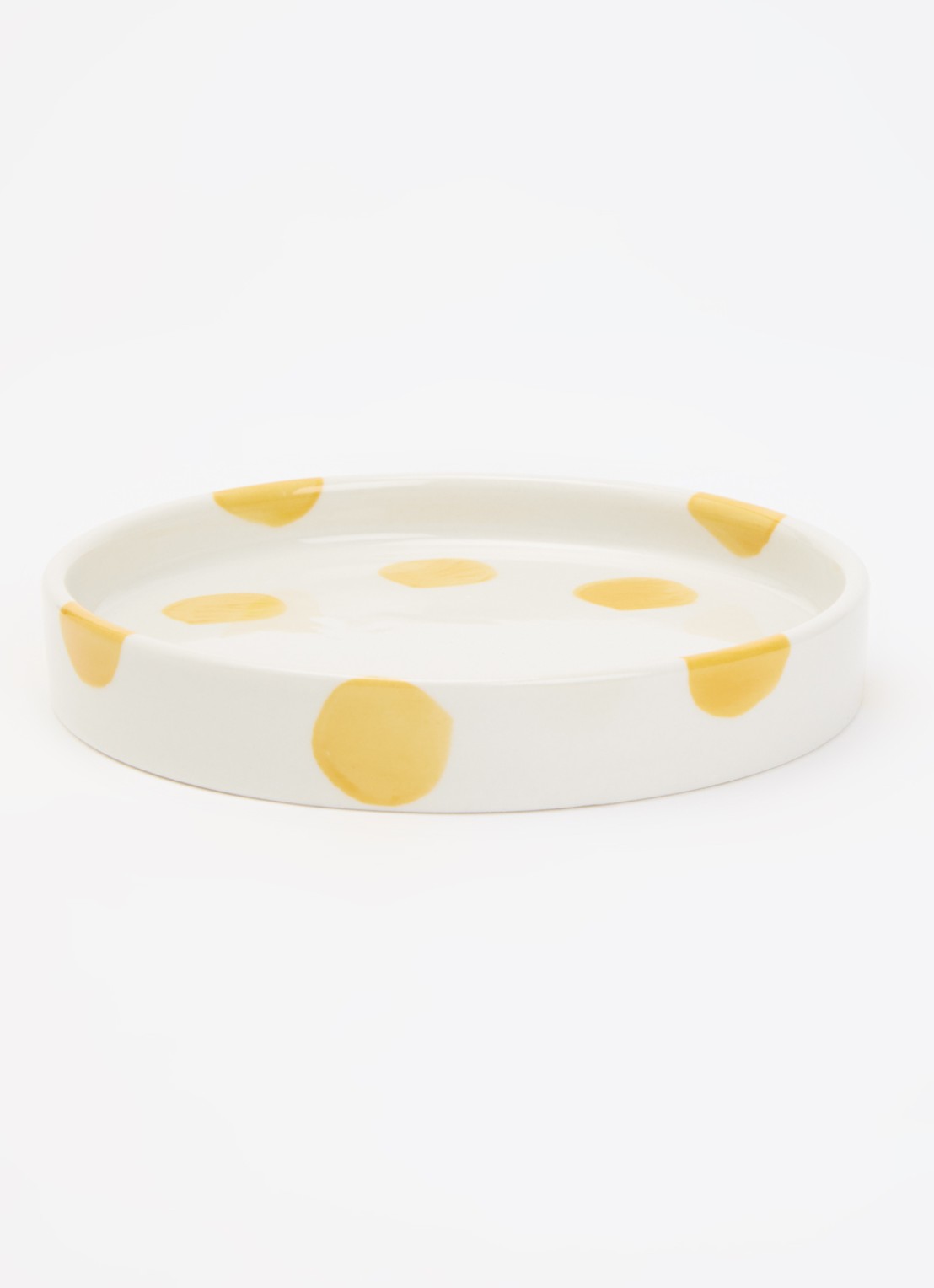 vtwonen Dots gebaksbordje 13 cm  - voorkant 2 geel