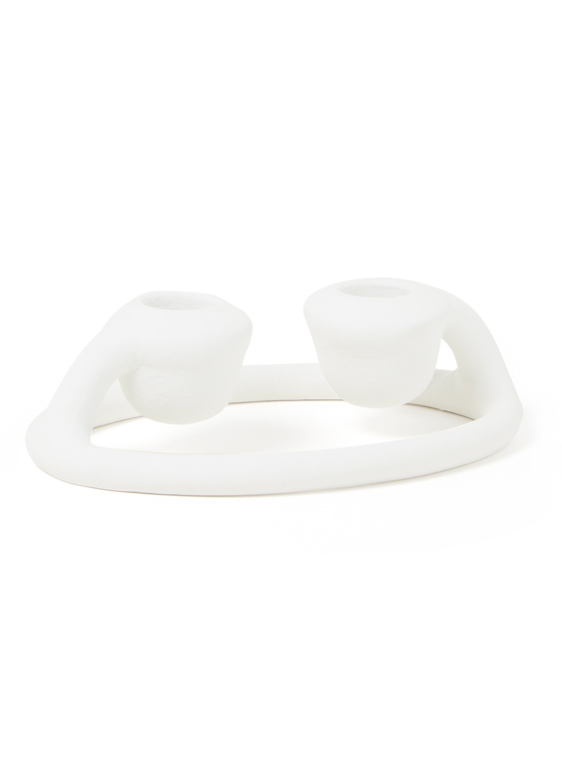vtwonen Ecomix kandelaar 16 cm - voorkant 2 wit
