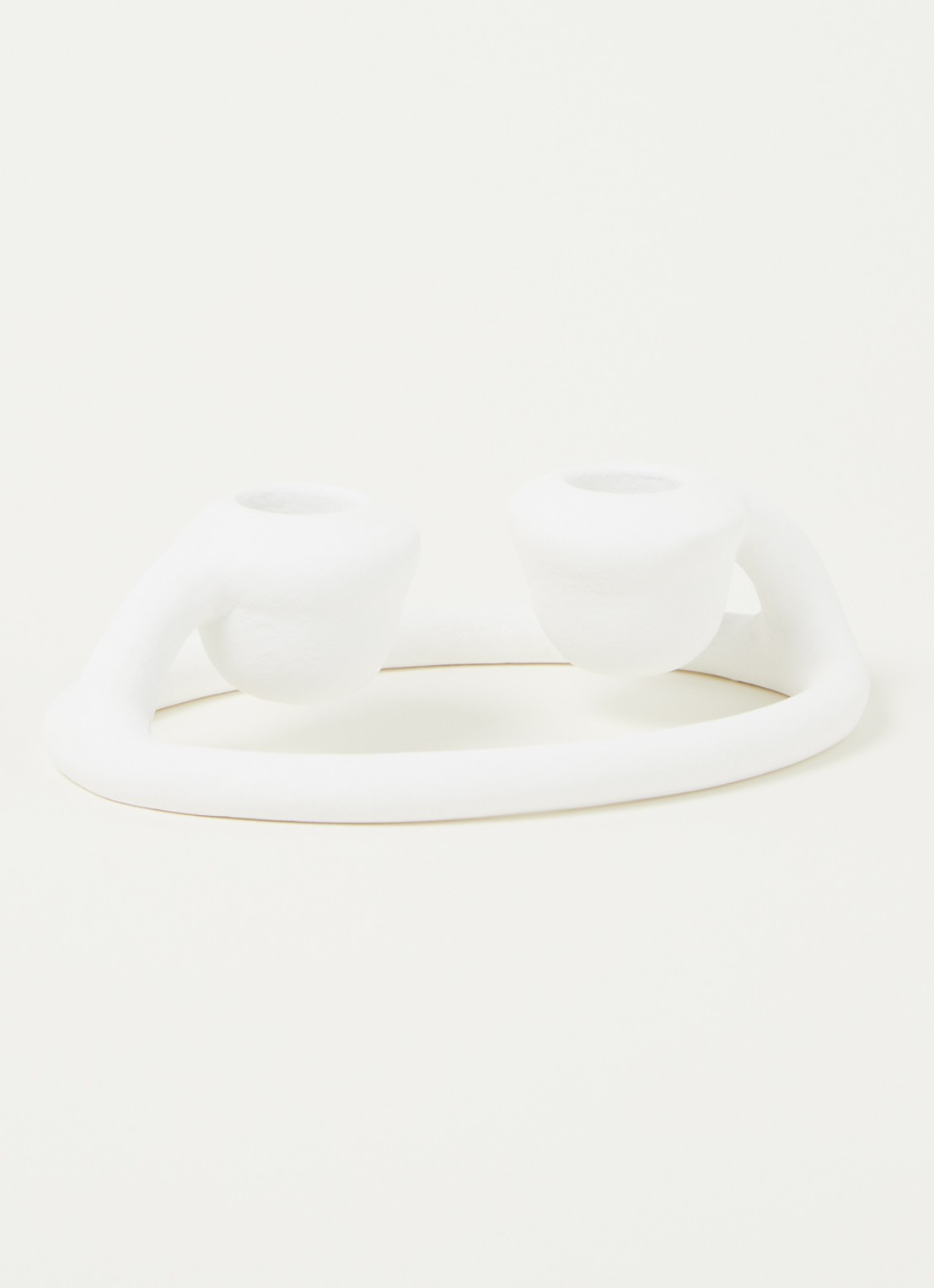 vtwonen Ecomix kandelaar 16 cm - voorkant 3 wit
