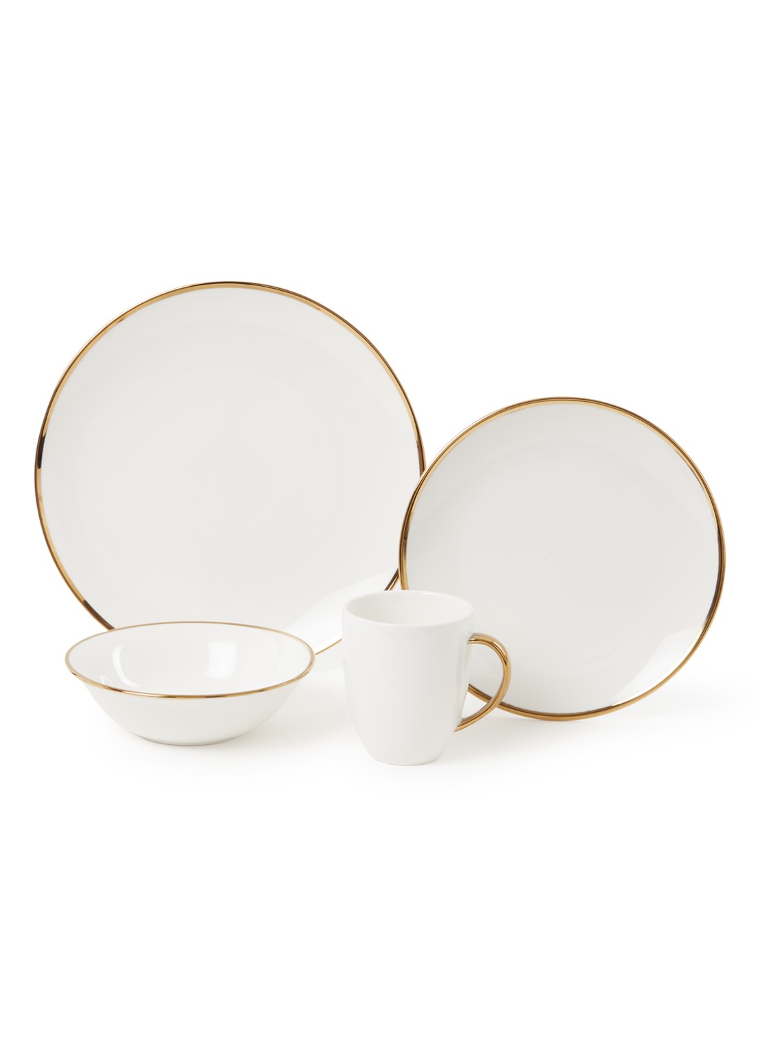vtwonen Gold Dinnerware Raw serviesset 16-delig - voorkant goud