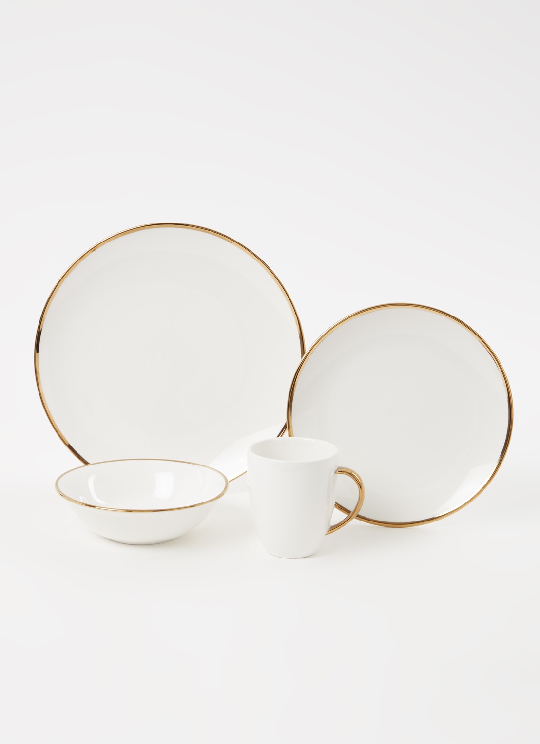 vtwonen Gold Dinnerware Raw serviesset 16-delig - voorkant 2 goud