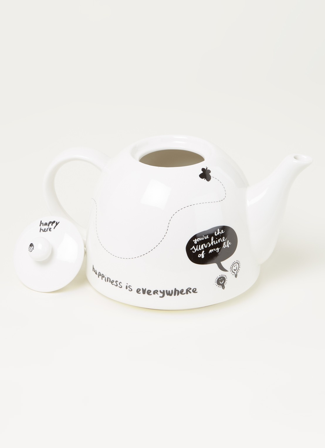 vtwonen Happy theepot 1,8 liter - detail wit