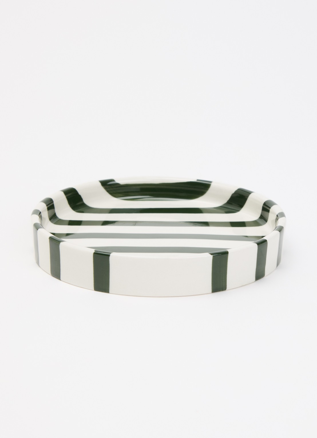 vtwonen Stripes gebaksbordje 13 cm - voorkant 3 donkergroen