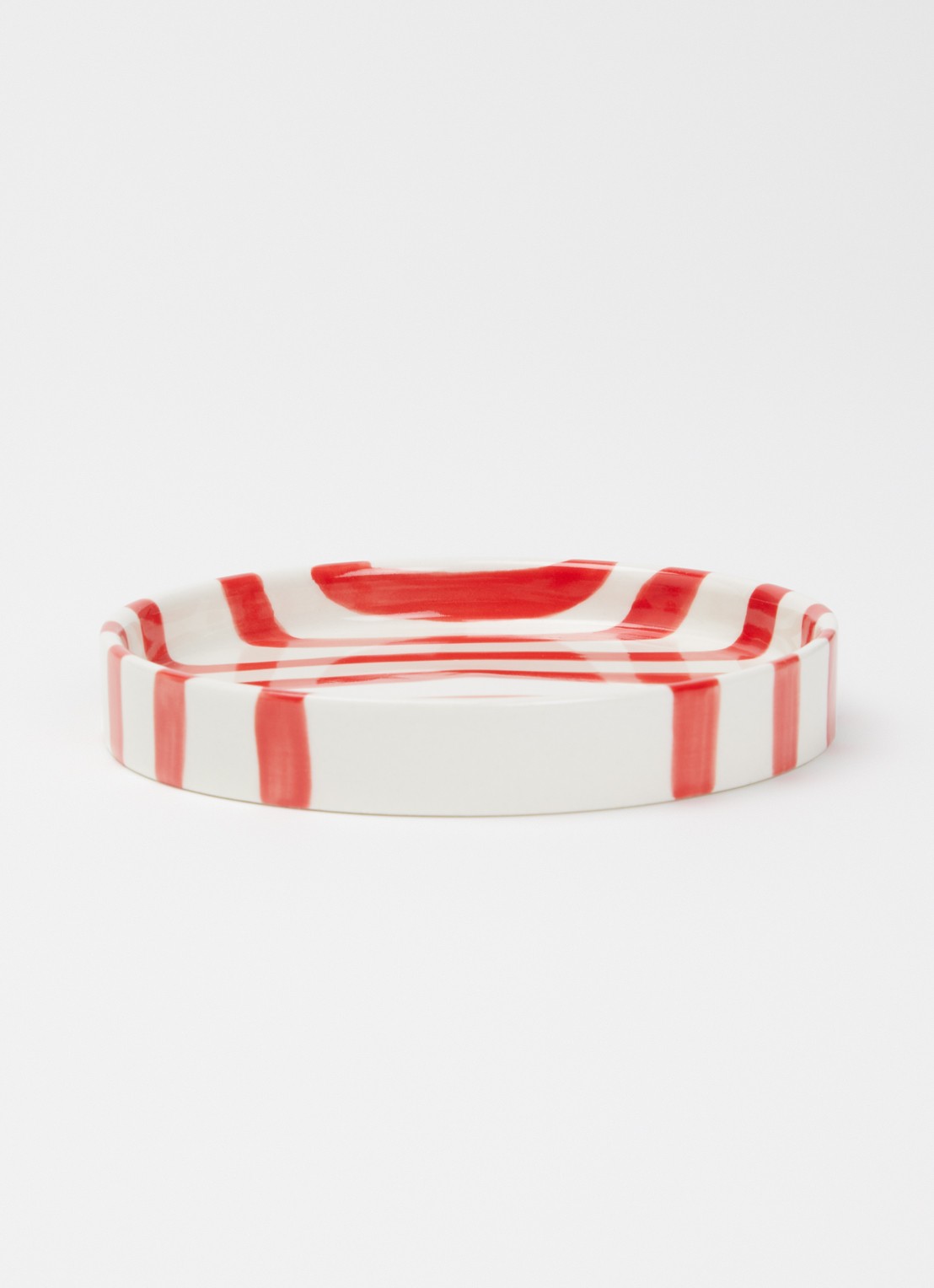 vtwonen Stripes gebaksbordje 13 cm  - voorkant 2 rood