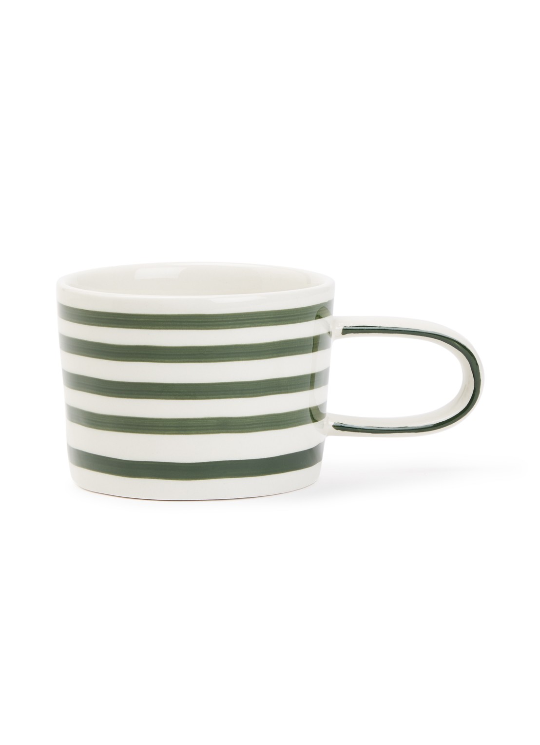 vtwonen Stripes mok 35 cl  - voorkant donkergroen
