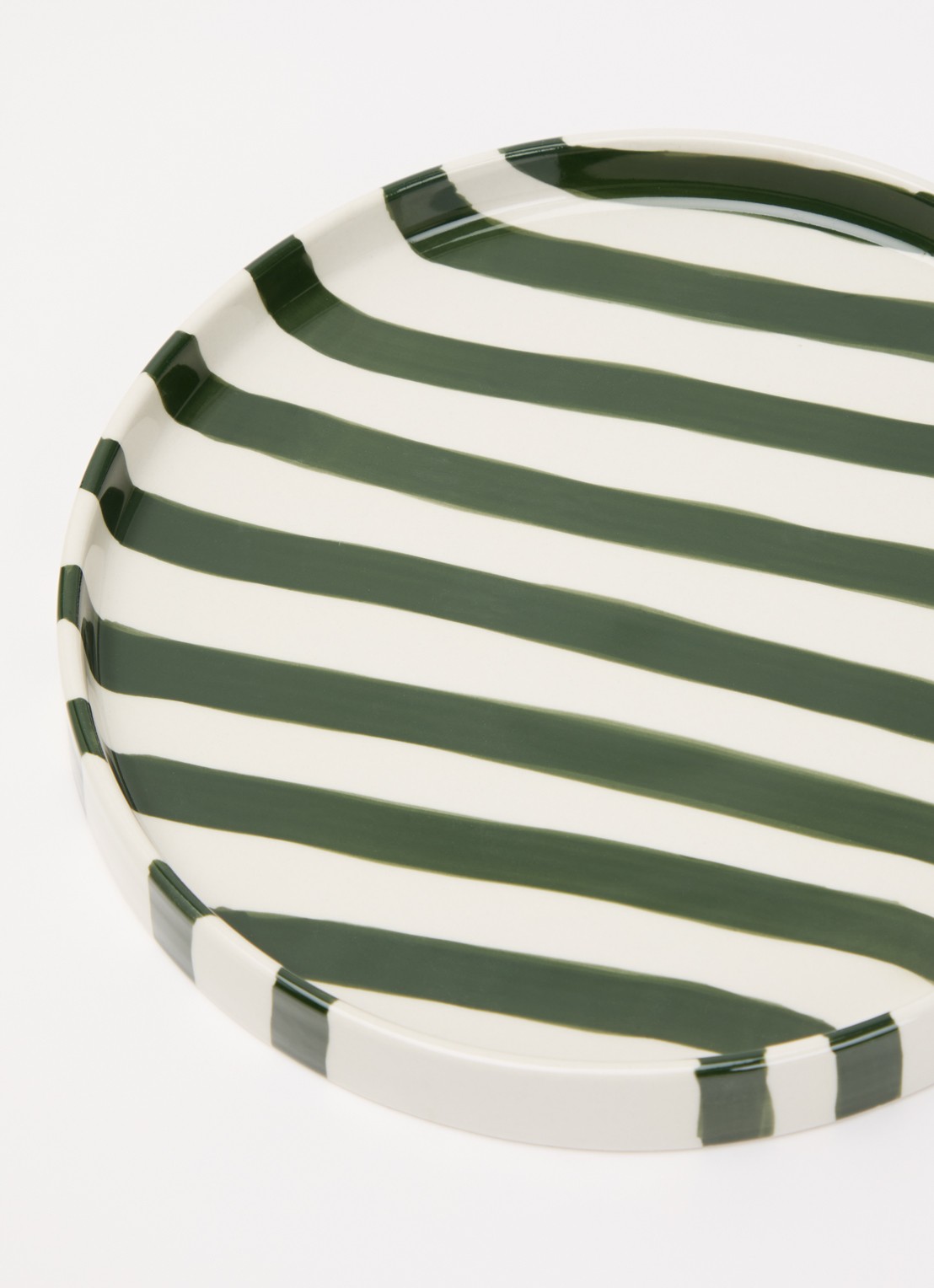 vtwonen Stripes ontbijtbord 20 cm  - detail donkergroen
