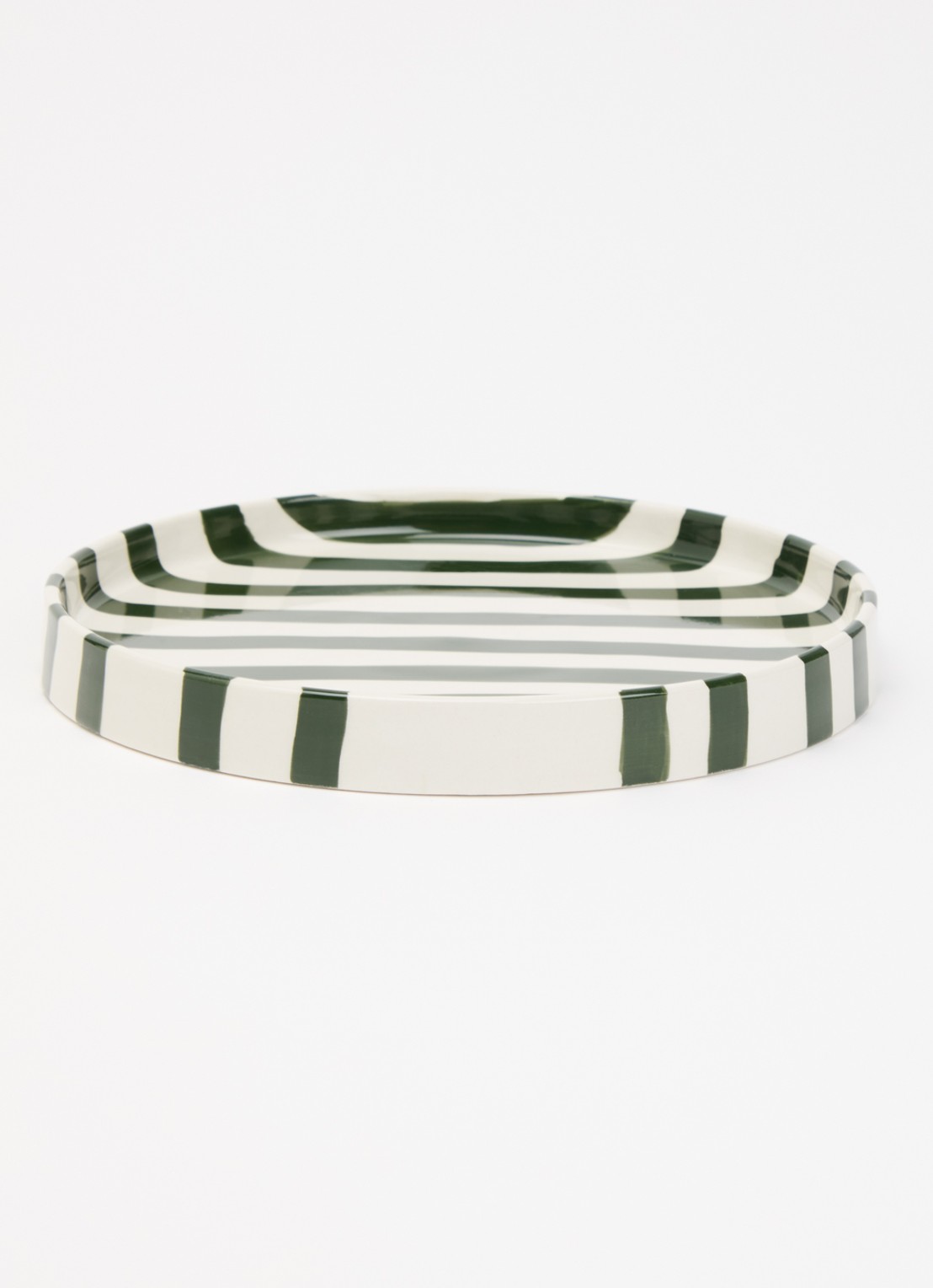 vtwonen Stripes ontbijtbord 20 cm  - voorkant 4 donkergroen