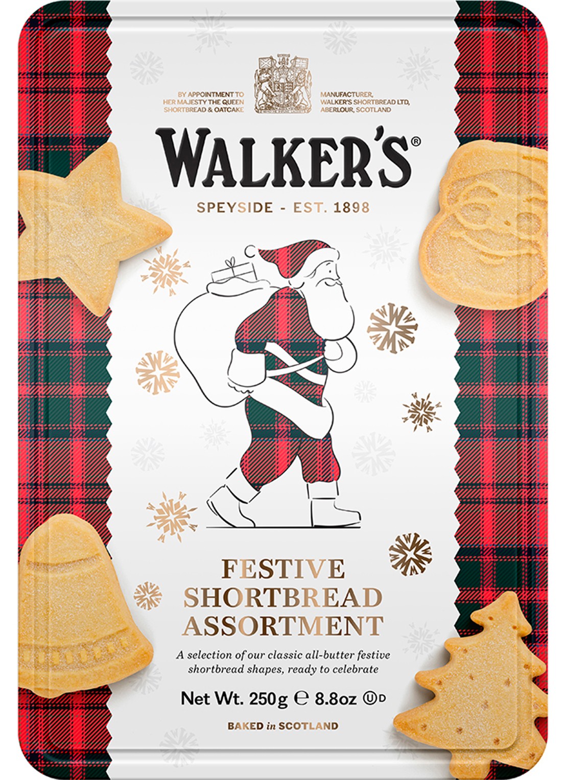 Walkers Festive roomboterzandkoekjes in blik 250 gram - voorkant undefined