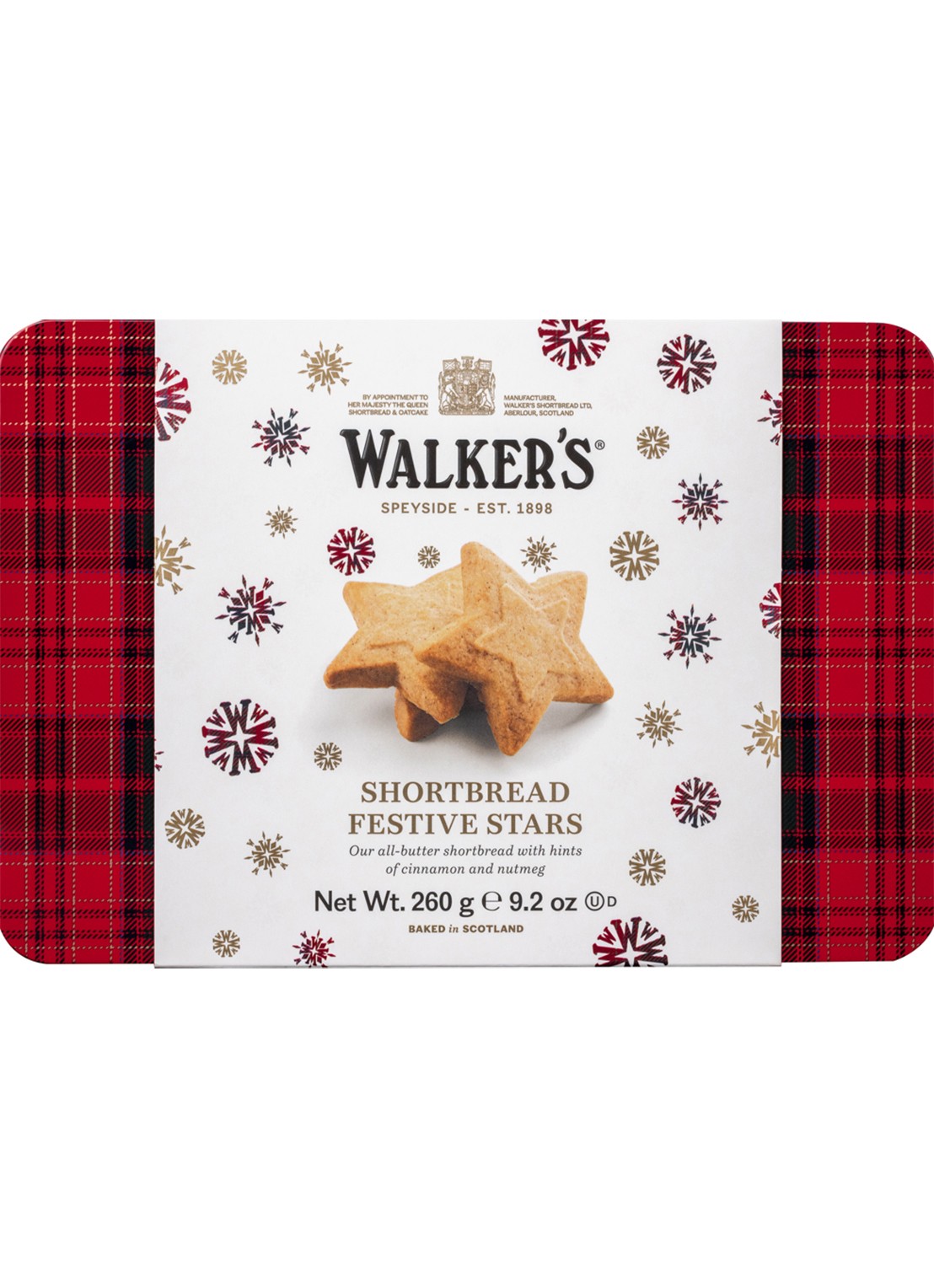 Walkers Festive Stars roomboterzandkoekjes in blik 260 gram - voorkant undefined