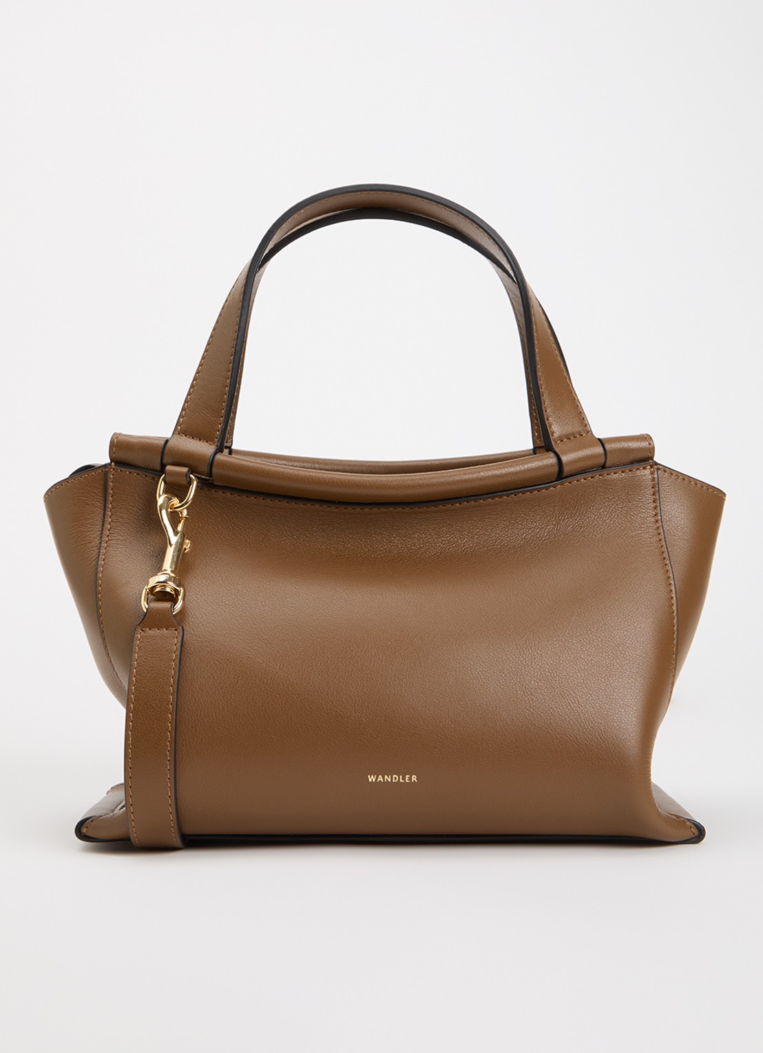 Wandler Ida handtas van kalfsleer met afneembare schouderriem - voorkant cognac
