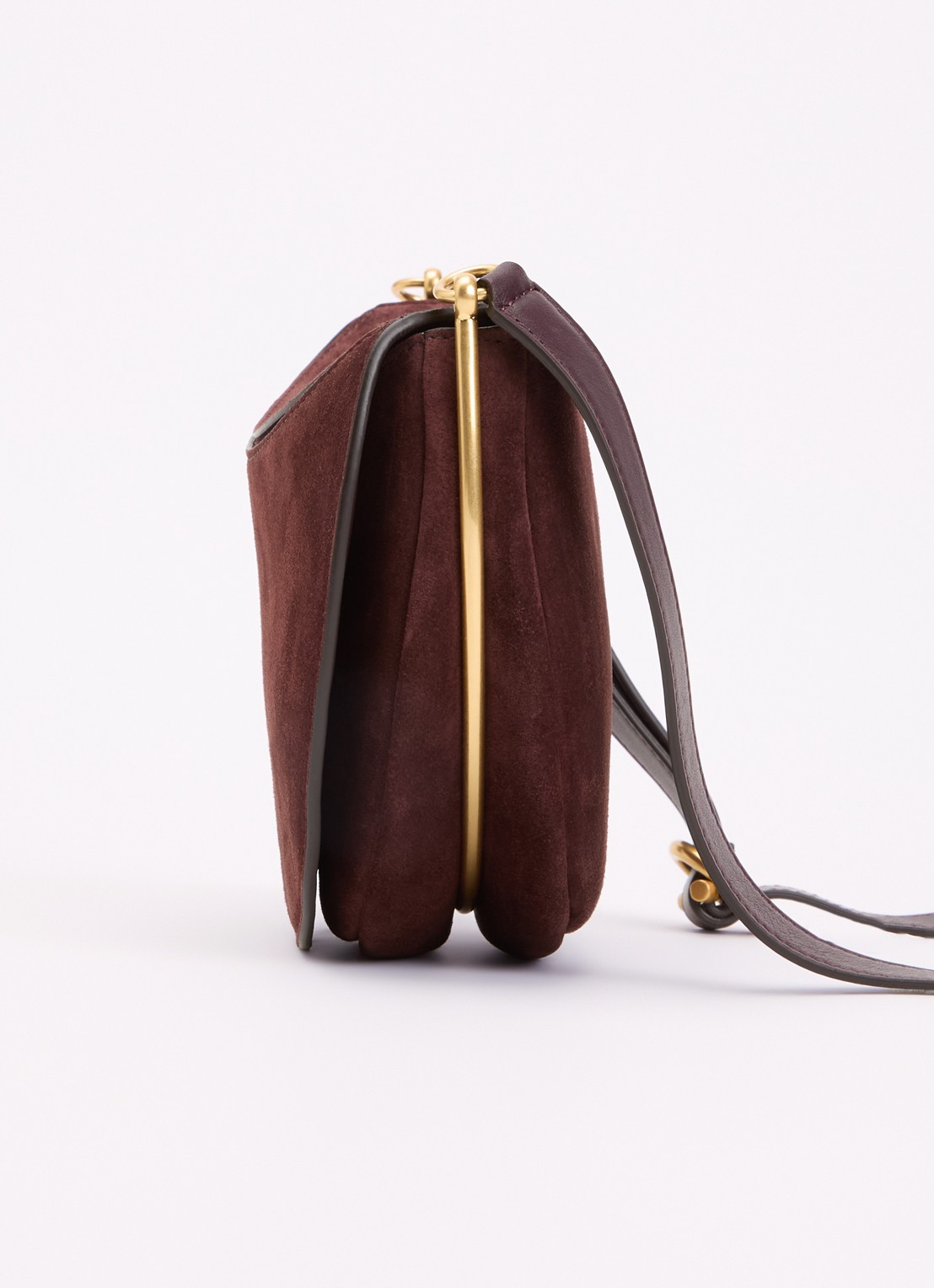 Wandler Kate crossbodytas van suède - detail 2 kastanjebruin