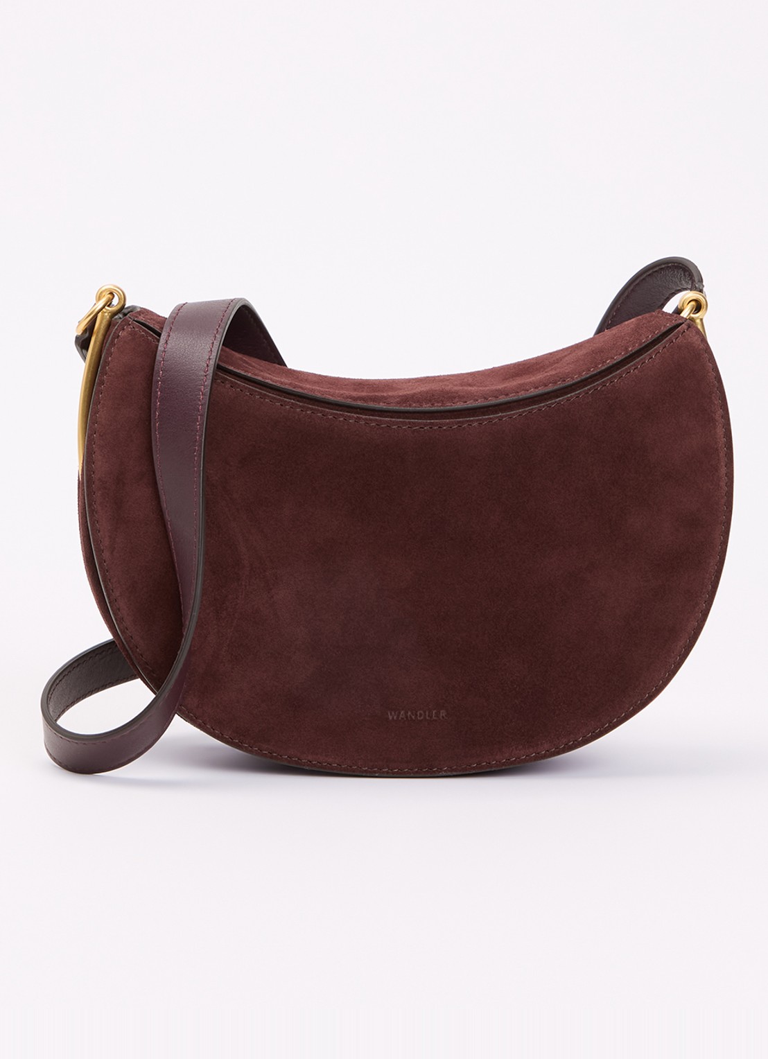 Wandler Kate crossbodytas van suède - voorkant 5 kastanjebruin