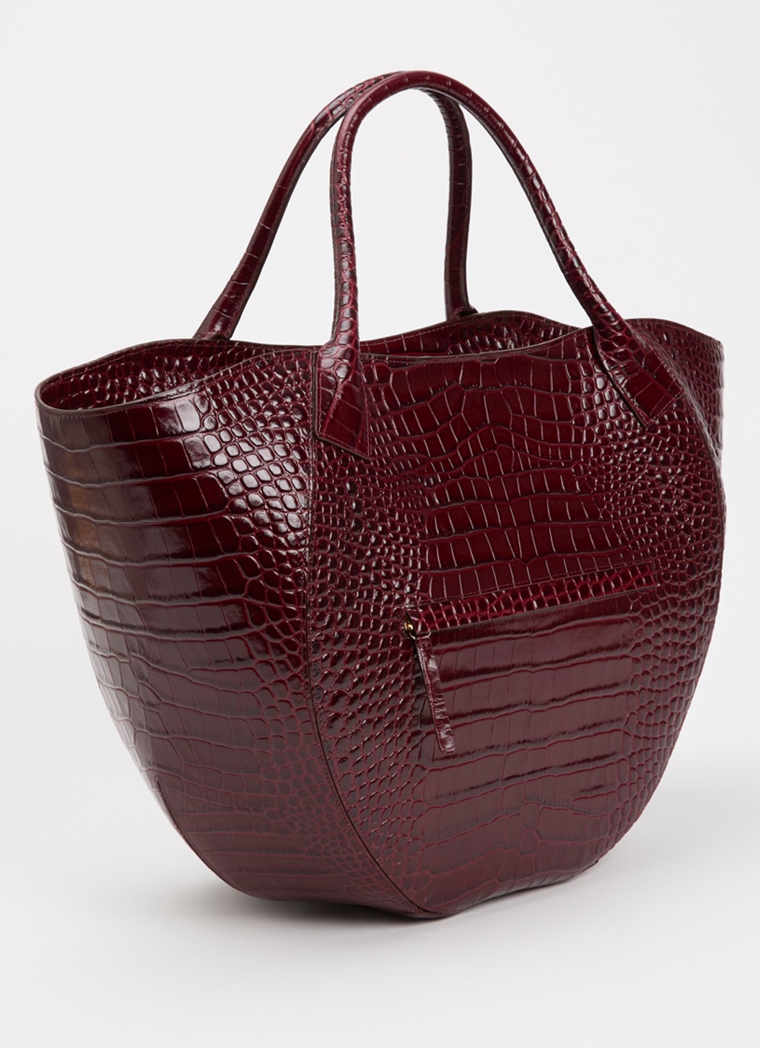 Wandler Mia shopper van leer met crocostructuur - achterkant 5 bordeauxrood
