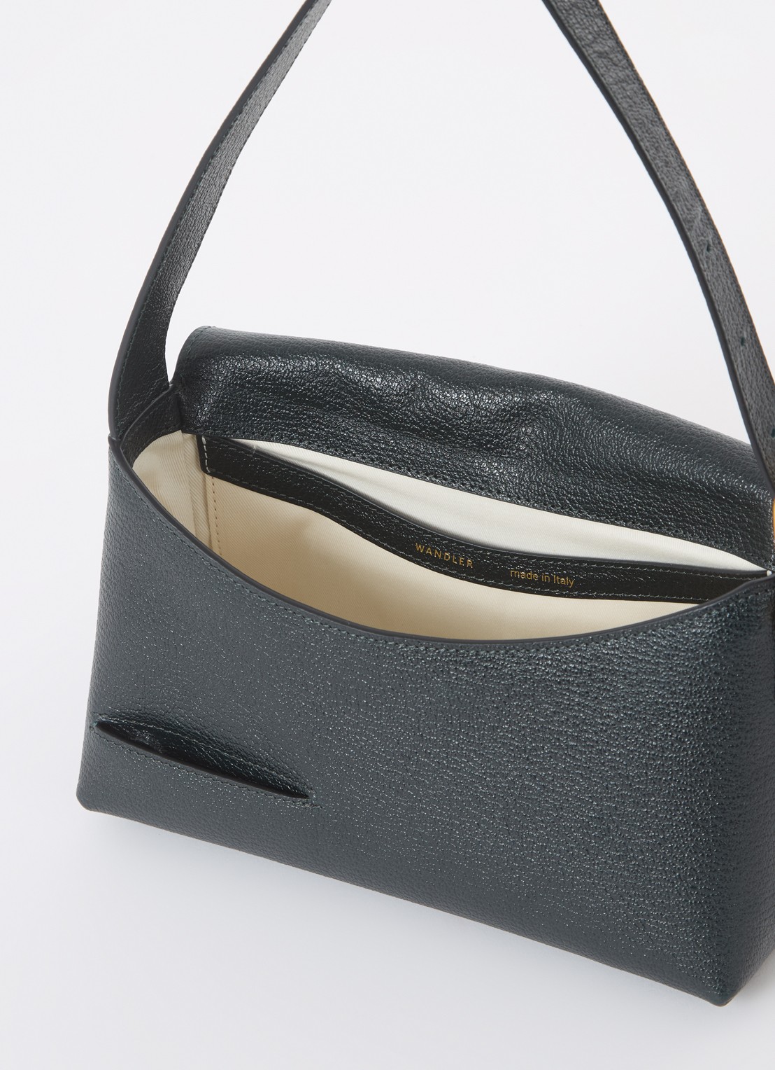Wandler Oscar Baguette schoudertas van kalfsleer - detail donkergroen