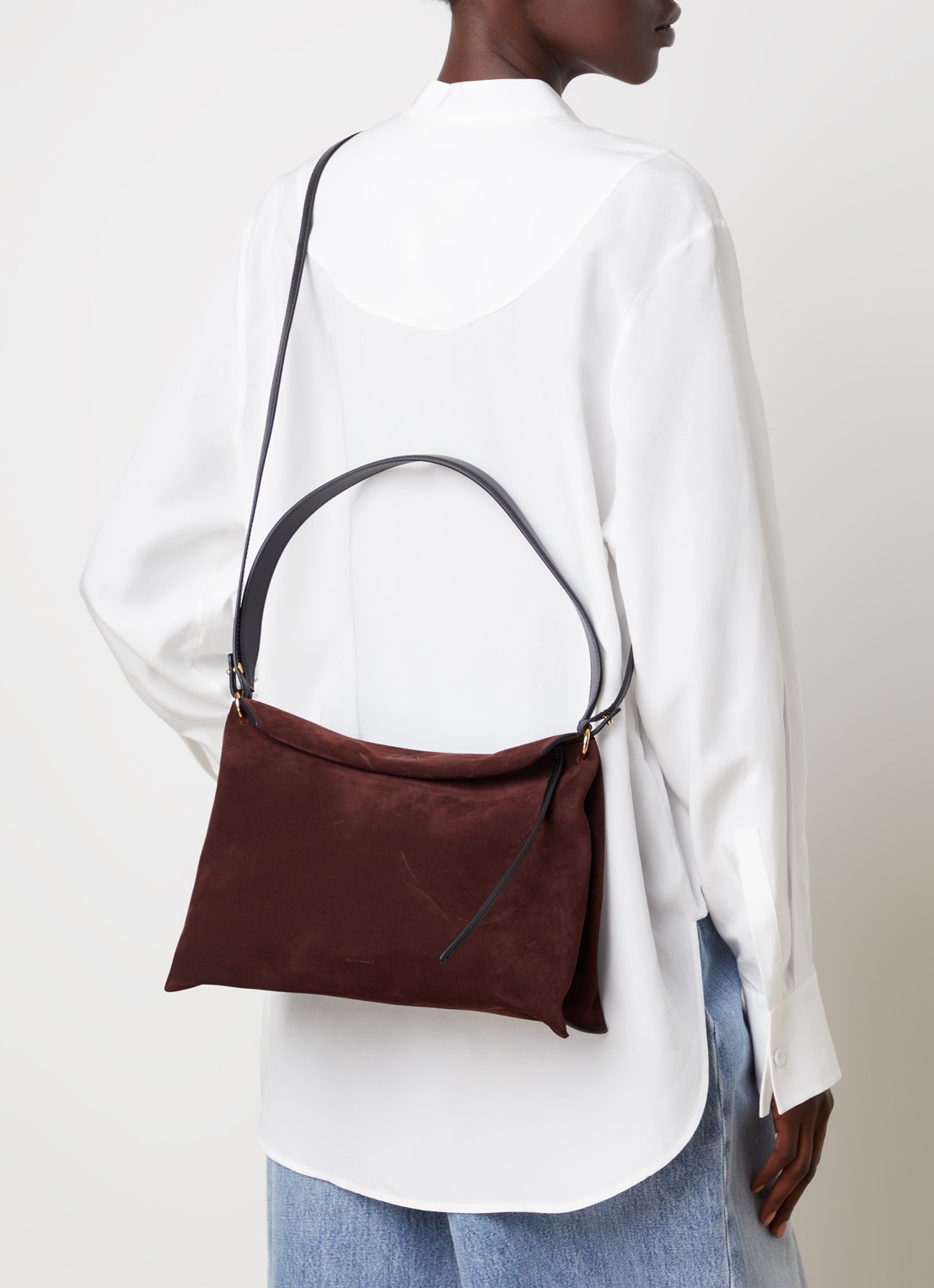 Wandler Penelope Tote Small schoudertas van kalfssuède - voorkant 4 bordeauxrood