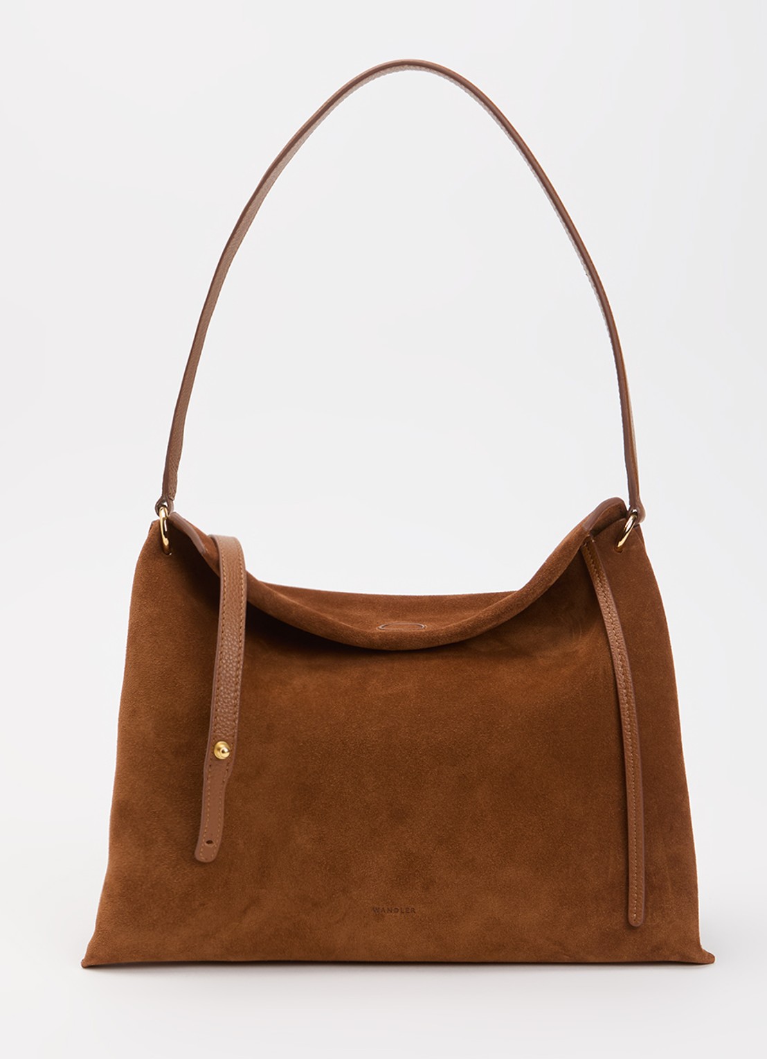 Wandler Penelope Tote Small schoudertas van kalfssuède - voorkant 2 cognac