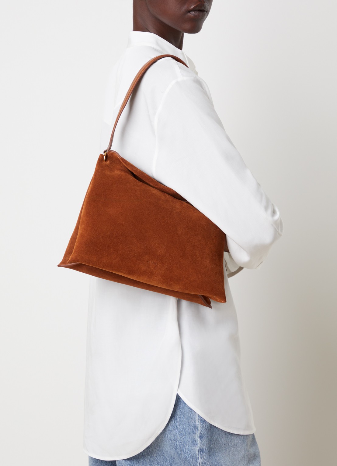 Wandler Penelope Tote Small schoudertas van kalfssuède - voorkant 2 cognac