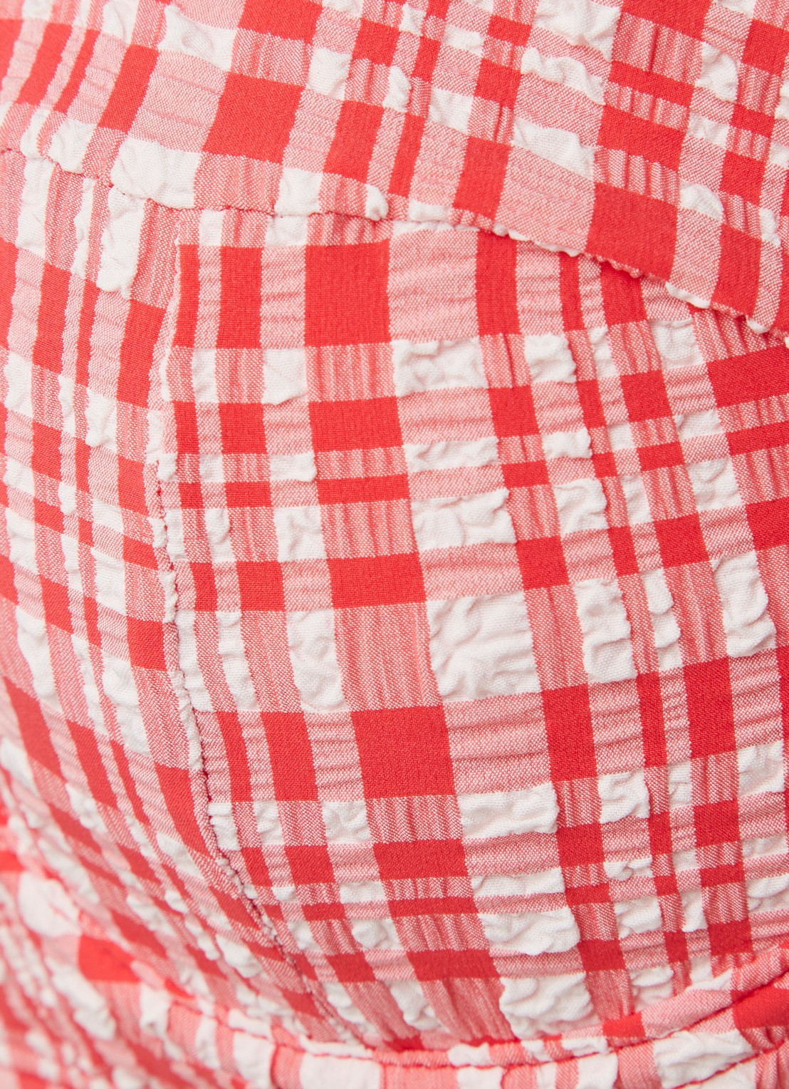 Warehouse Longline beugel bikinitop met gingham dessin - detail 3 steenrood