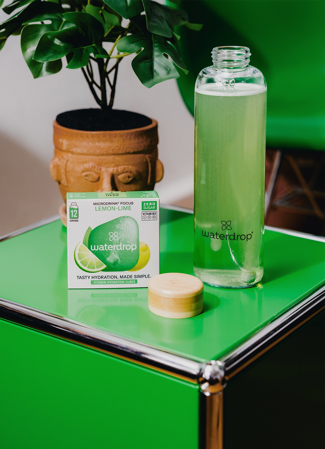 waterdrop Focus Microdrink Lemon-Lime smaaktablet 12 stuks  - detail groen