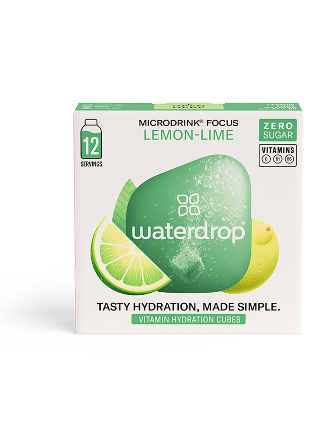waterdrop Focus Microdrink Lemon-Lime smaaktablet 12 stuks  - voorkant 3 groen