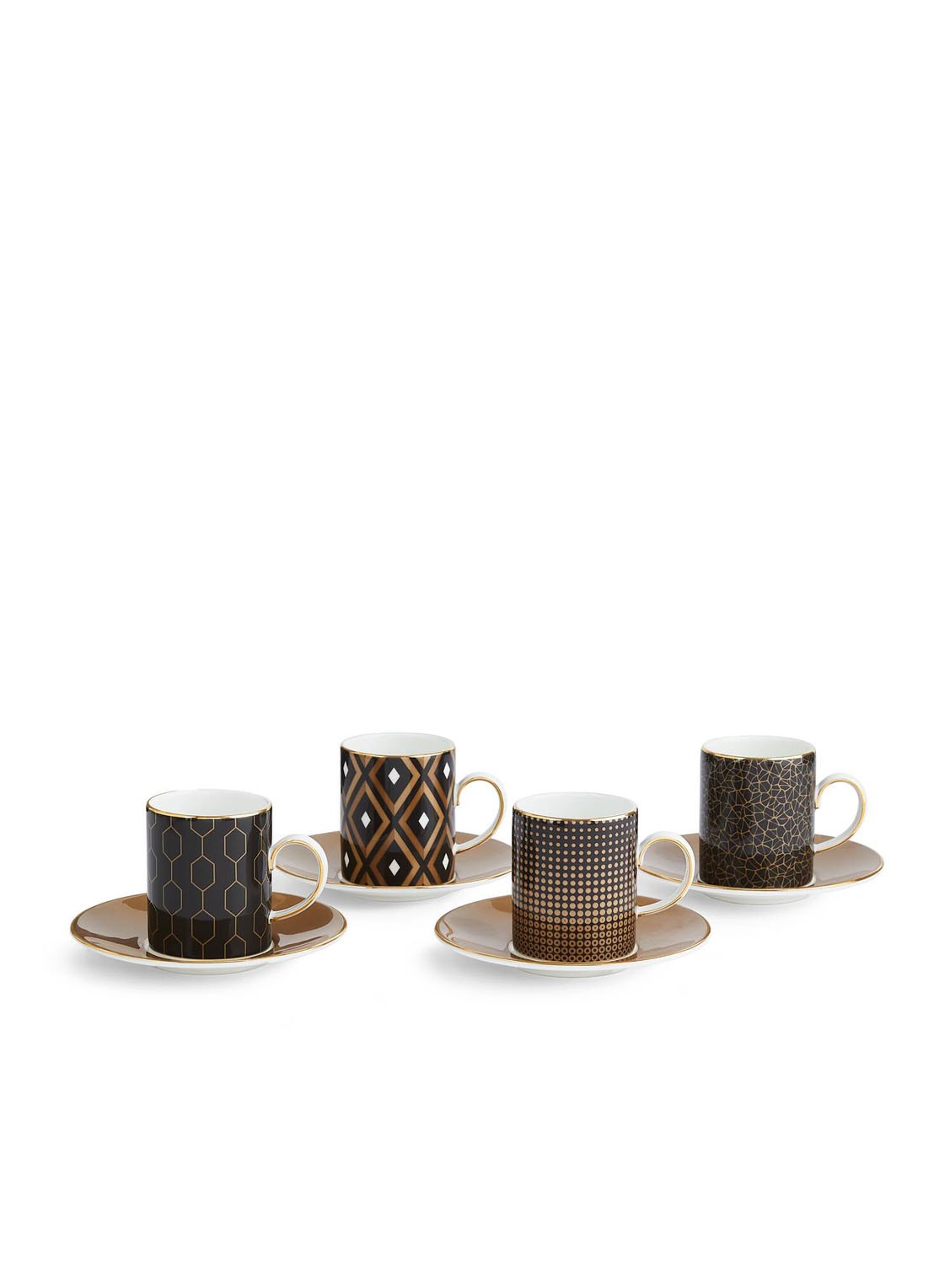 Wedgwood Gio Gold espressokopje met schotel set van 4 - voorkant 4 gold