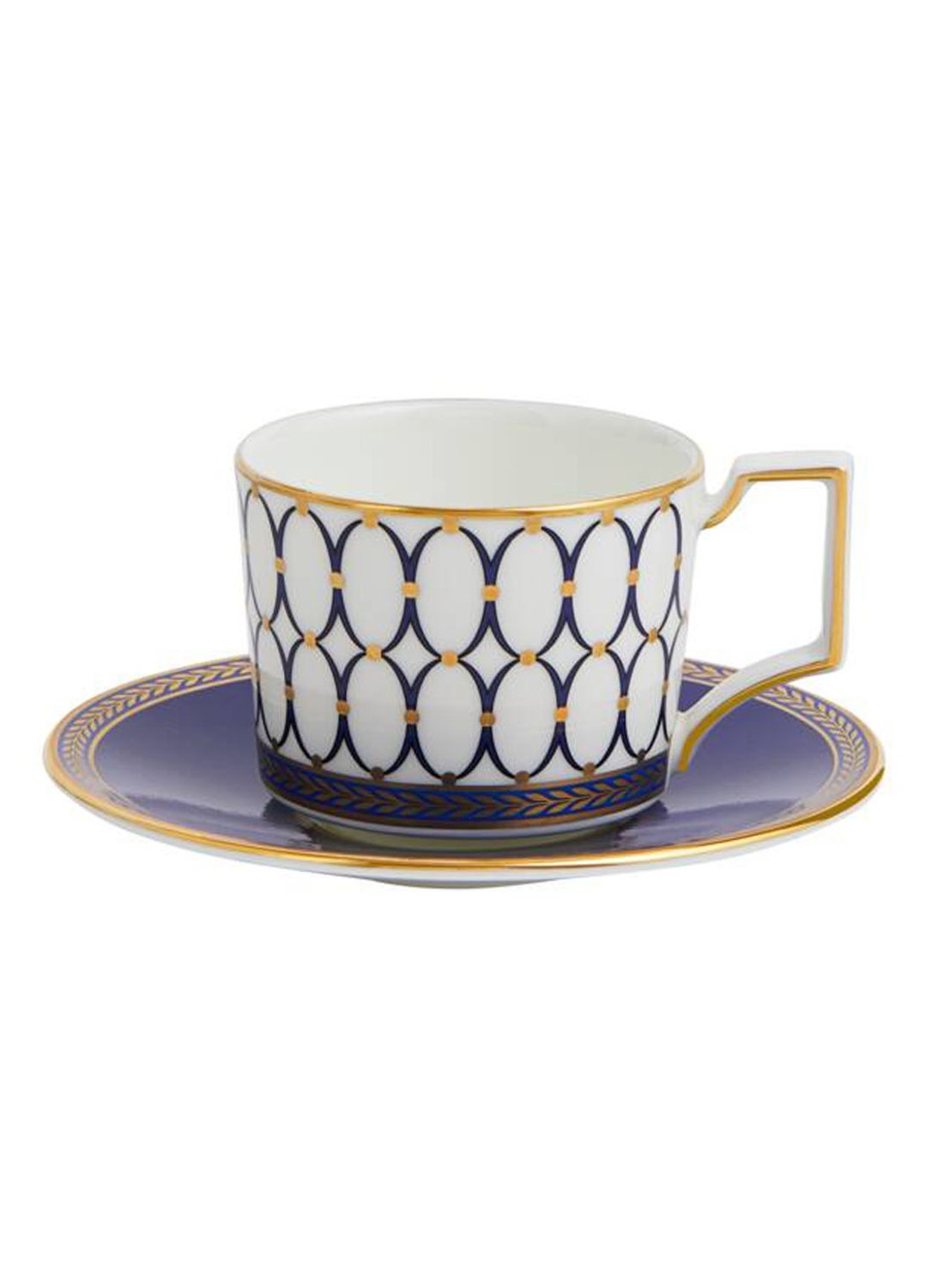 Wedgwood Renaissance Gold espressokopje en schotel 7 cl - voorkant royalblauw