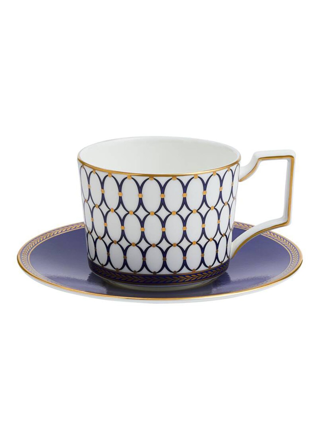 Wedgwood Renaissance Gold kop en schotel 25 cl  - voorkant 2 royalblauw