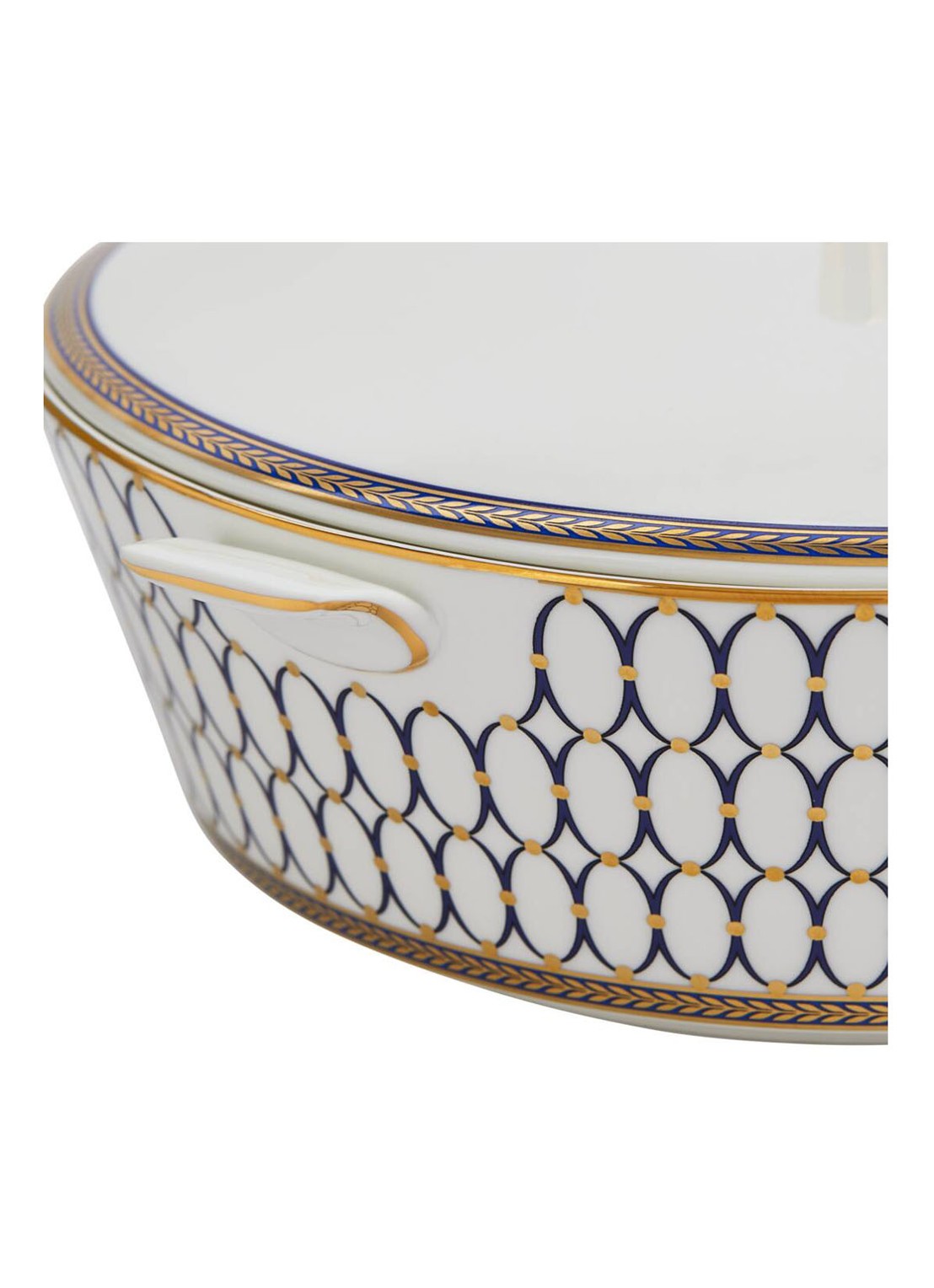Wedgwood Renaissance Gold terrine met deksel 27 cm - achterkant 3 kobaltblauw