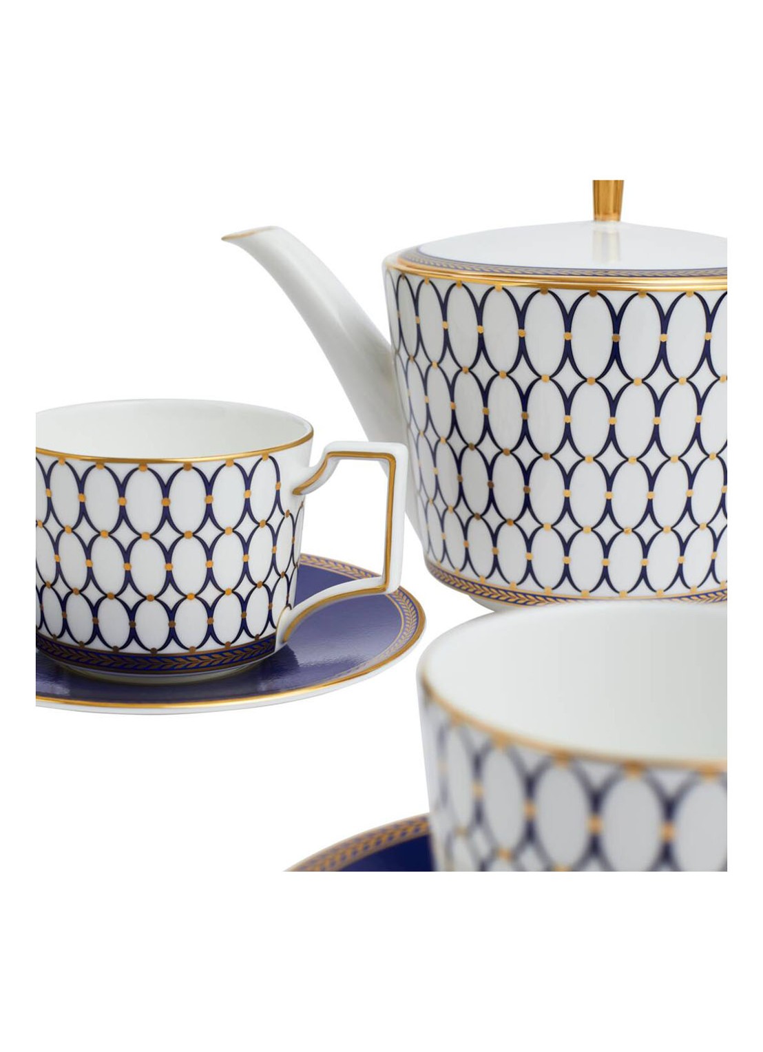 Wedgwood Renaissance Gold theeset 3-delig - voorkant 3 royalblauw